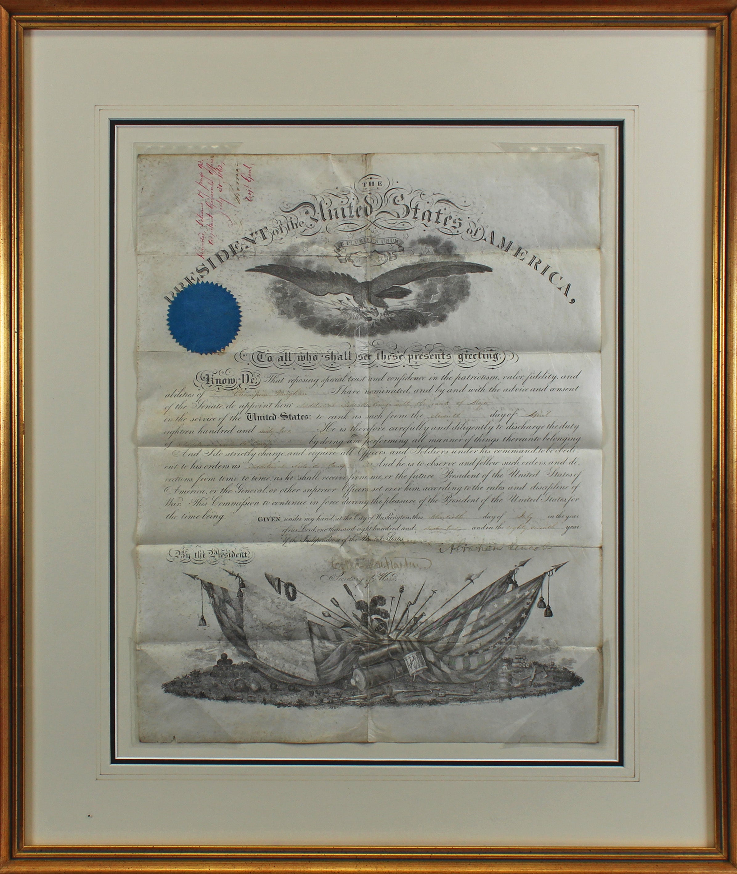Abraham Lincoln Signed & Framed 13.5x17 1861  Military Appointment BAS #AB14031