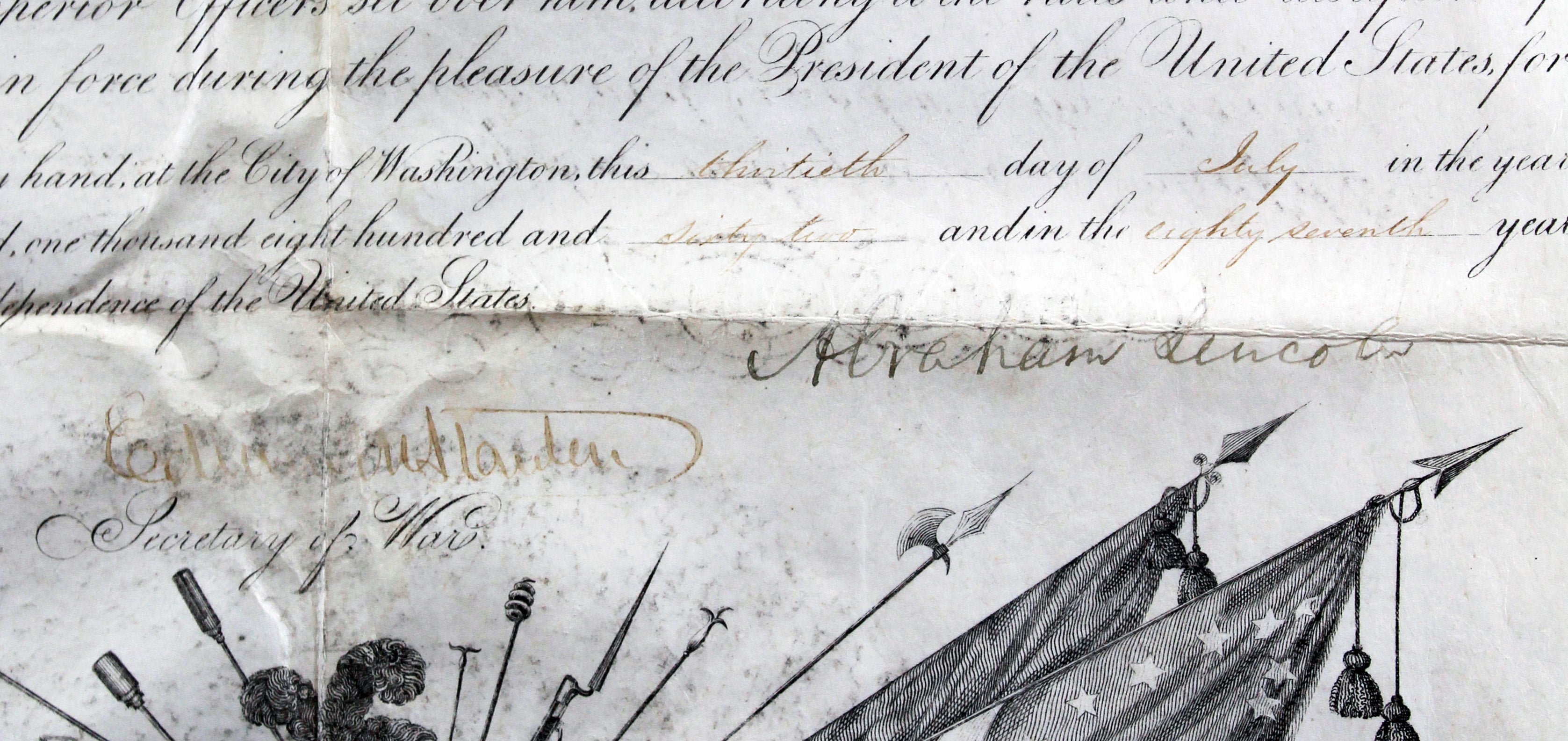 Abraham Lincoln Signed & Framed 13.5x17 1861  Military Appointment BAS #AB14031