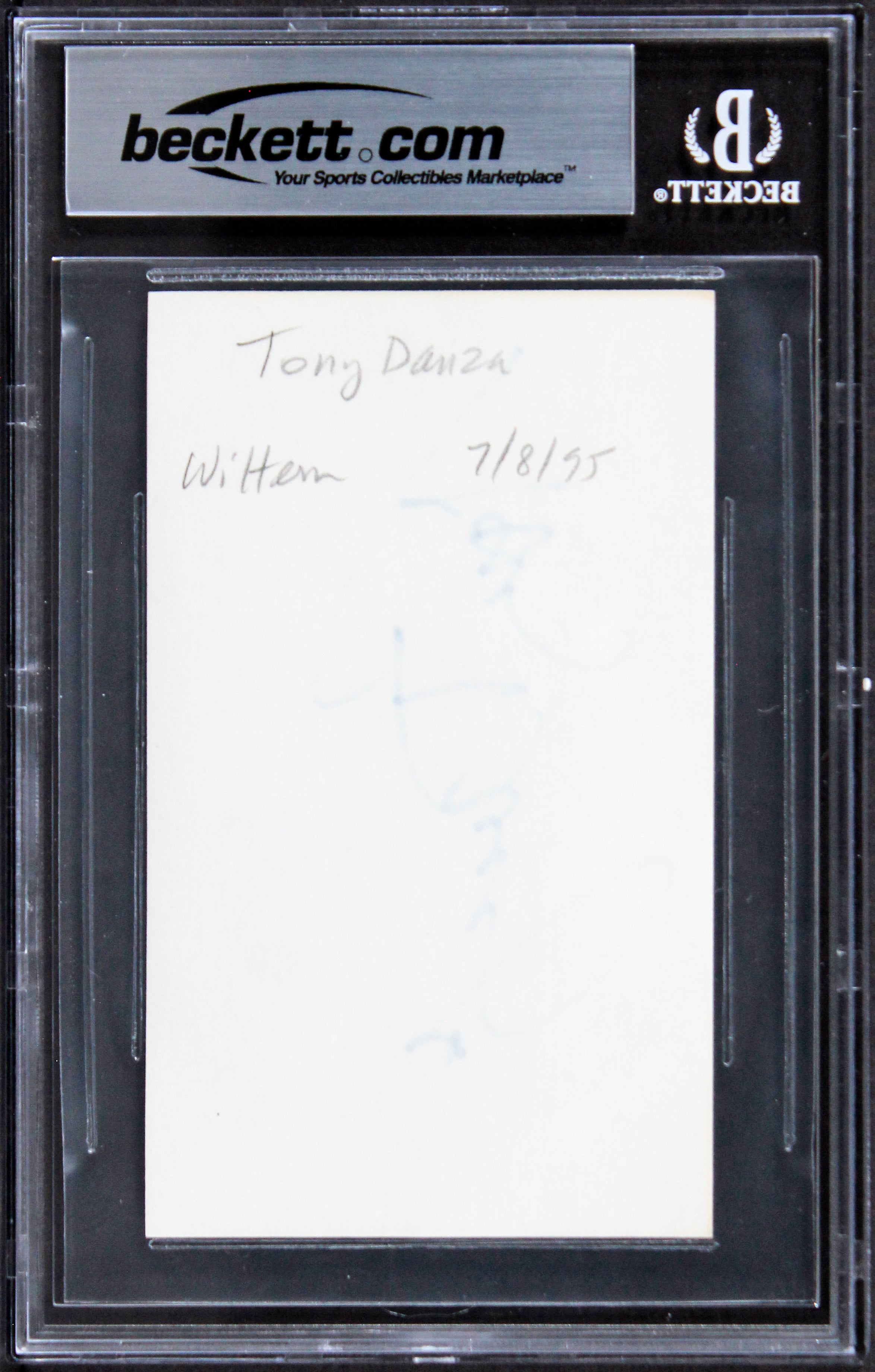 Tony Danza Who's The Boss Authentic Signed 3x5 Index Card BAS Slabbed