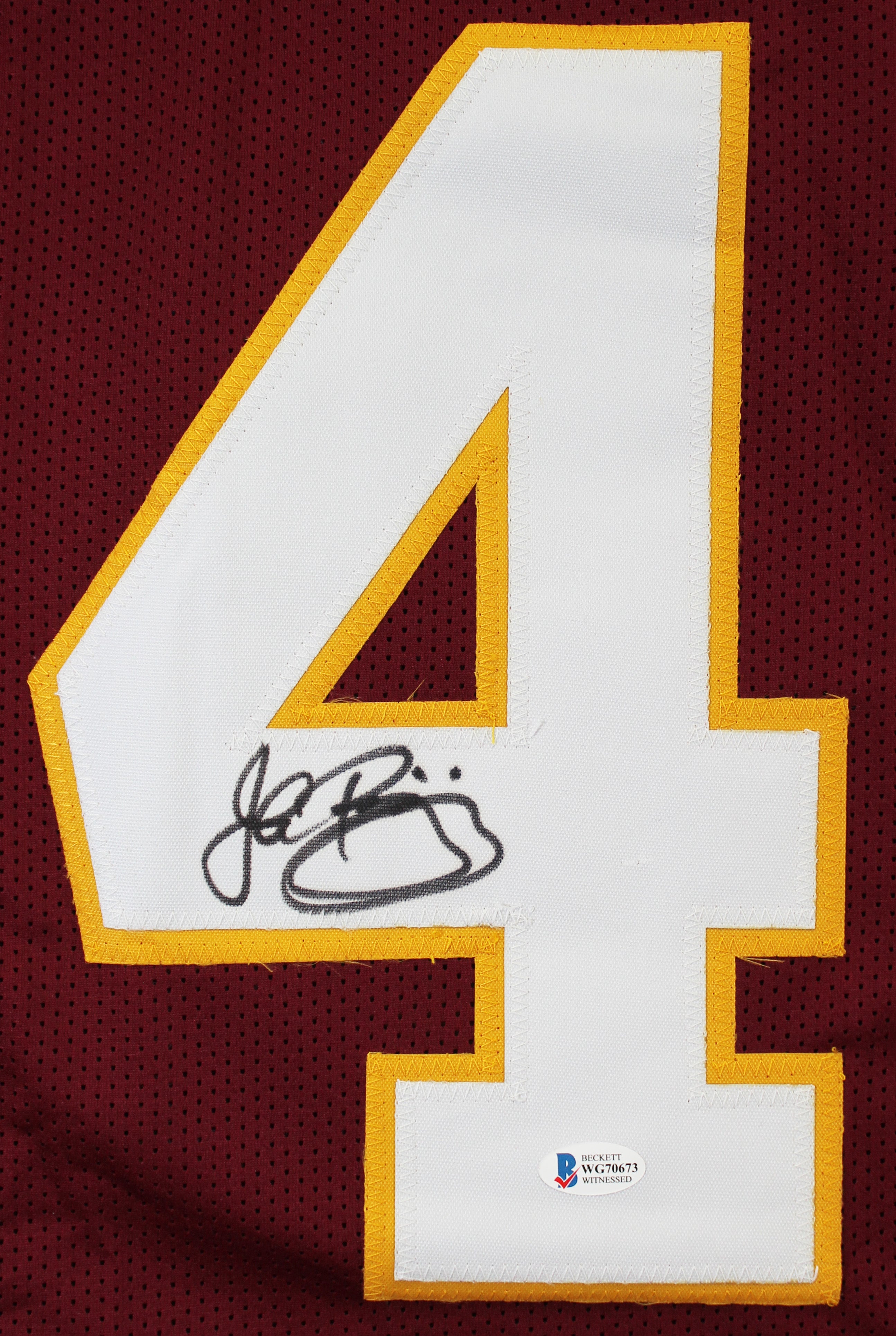 John Riggins Authentic Signed Maroon Pro Style Jersey Autographed BAS Witnessed