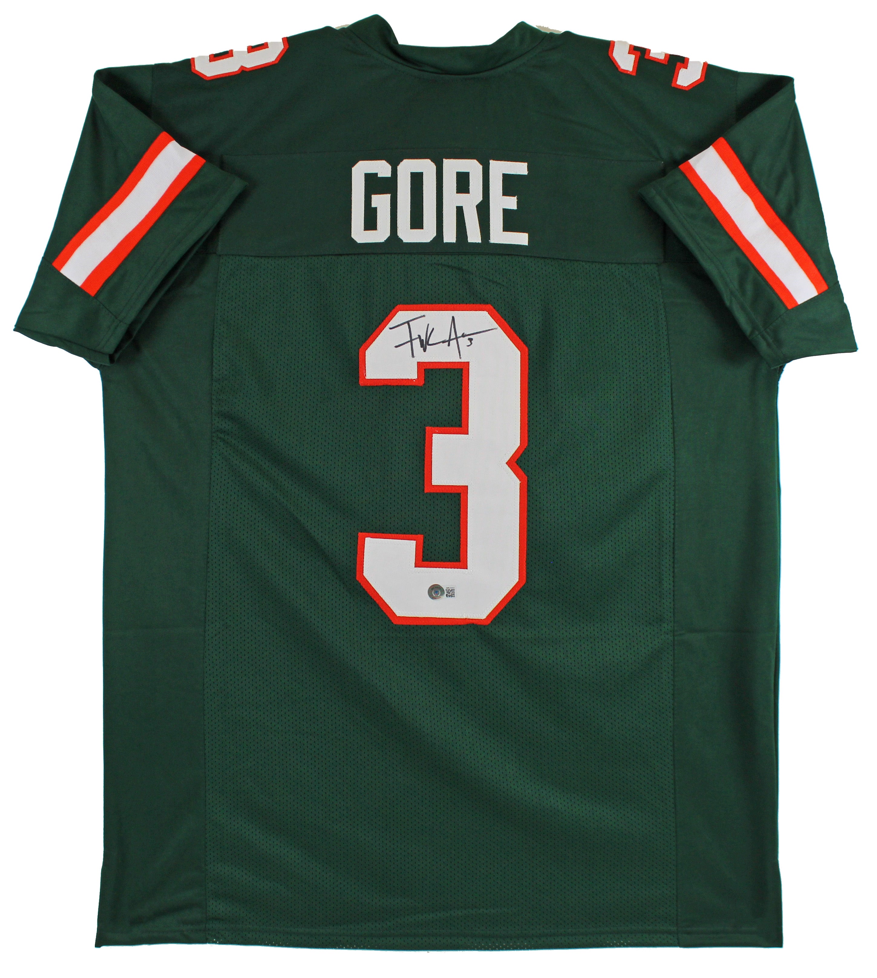 Miami Frank Gore Authentic Signed Green Pro Style Jersey Autographed BAS Witness