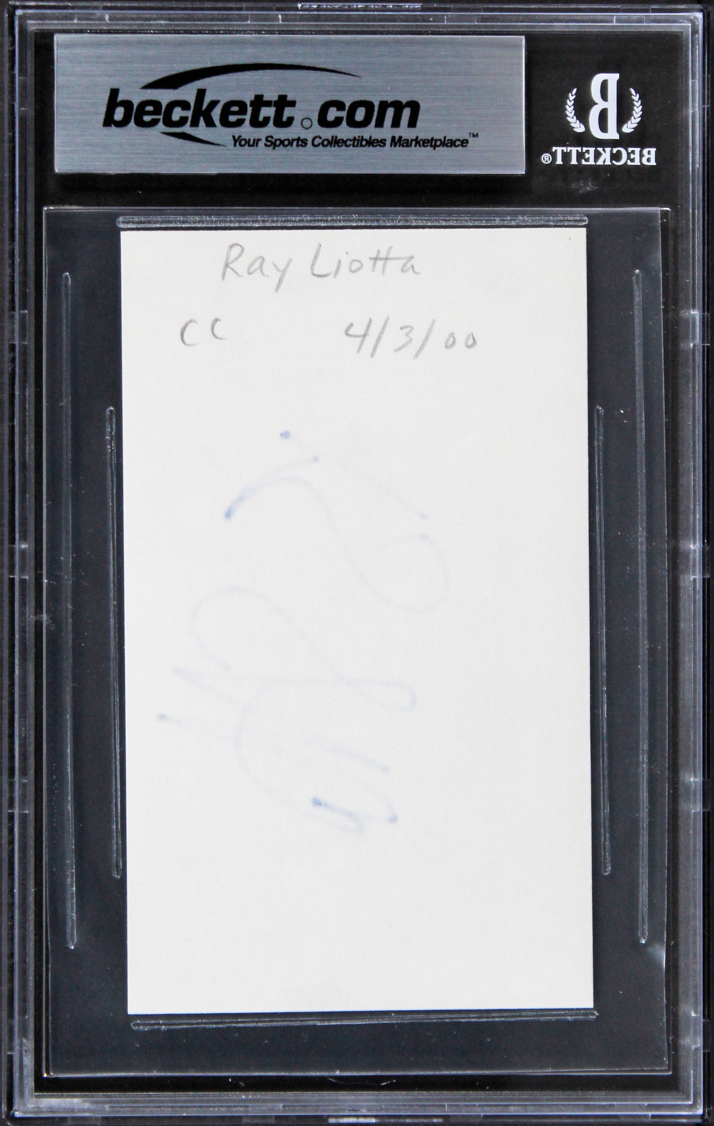 Ray Liotta Goodfellas Authentic Signed 3x5 Index Card Autographed BAS Slabbed