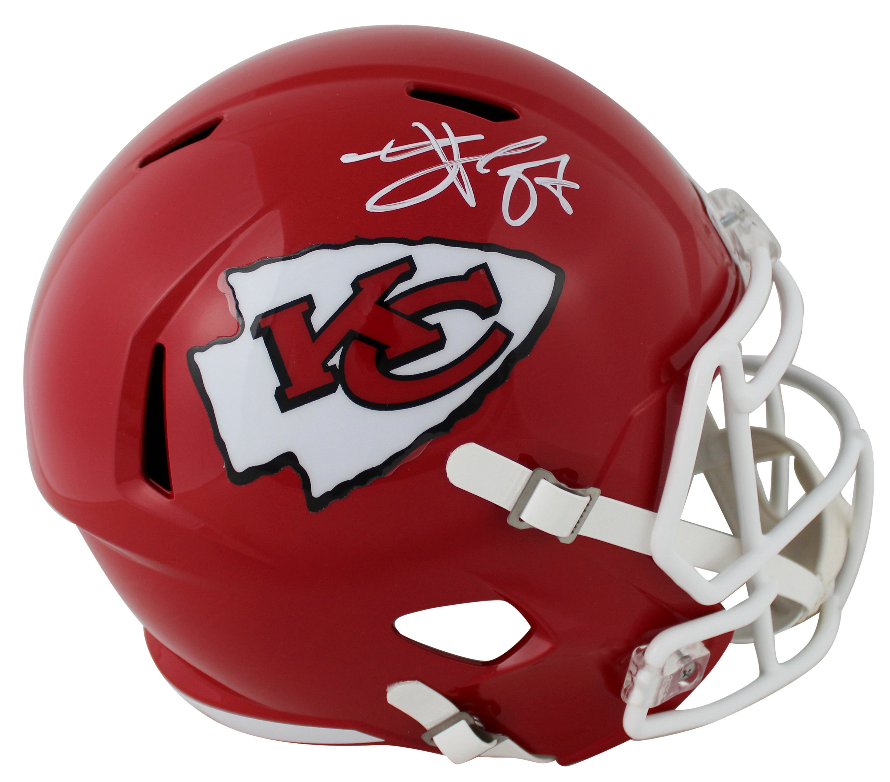 Chiefs Travis Kelce Authentic Signed Full Size Speed Rep Helmet BAS Witnessed 2