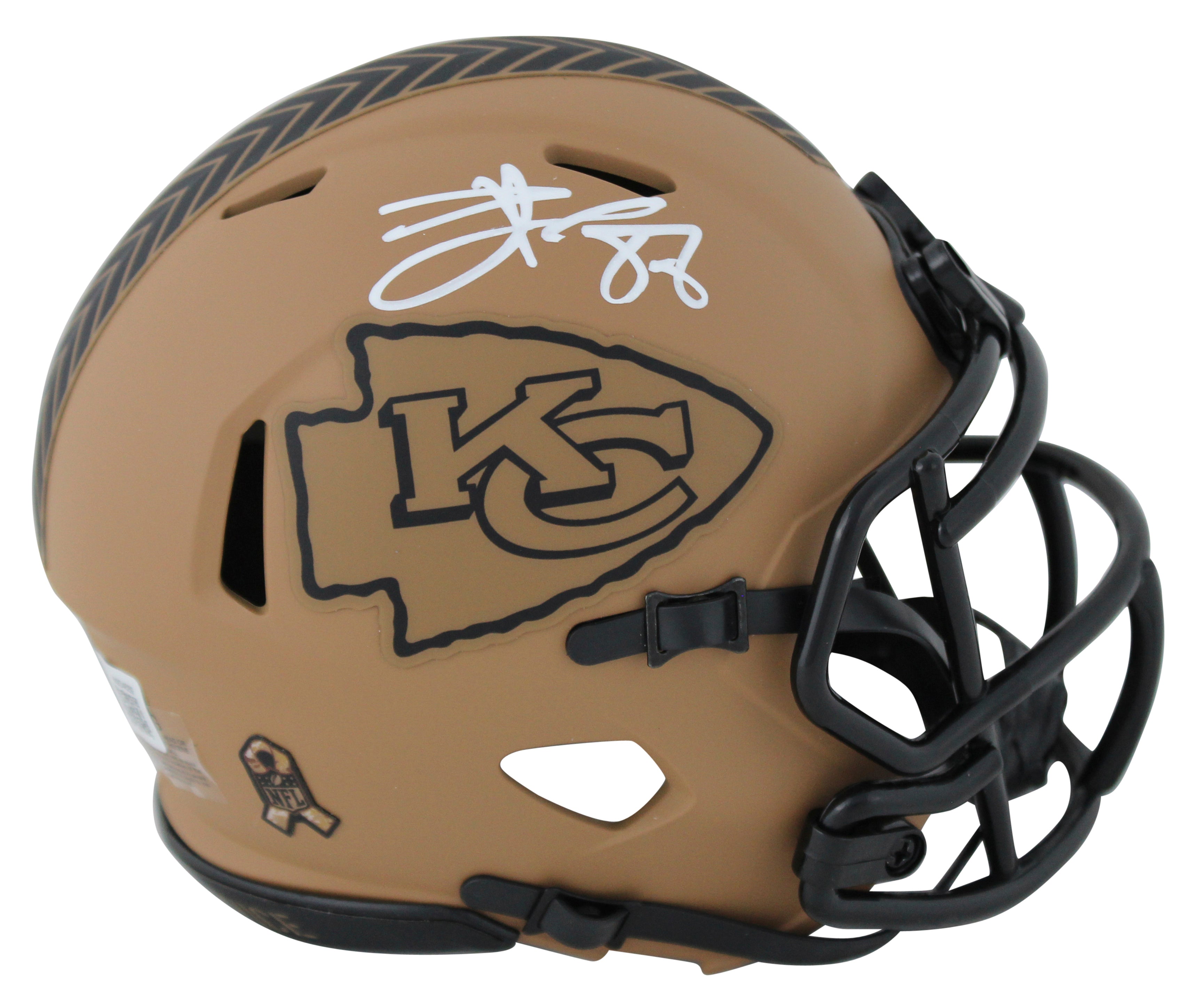 Chiefs Travis Kelce Signed Salute To Service II Speed Mini Helmet BAS Witnessed
