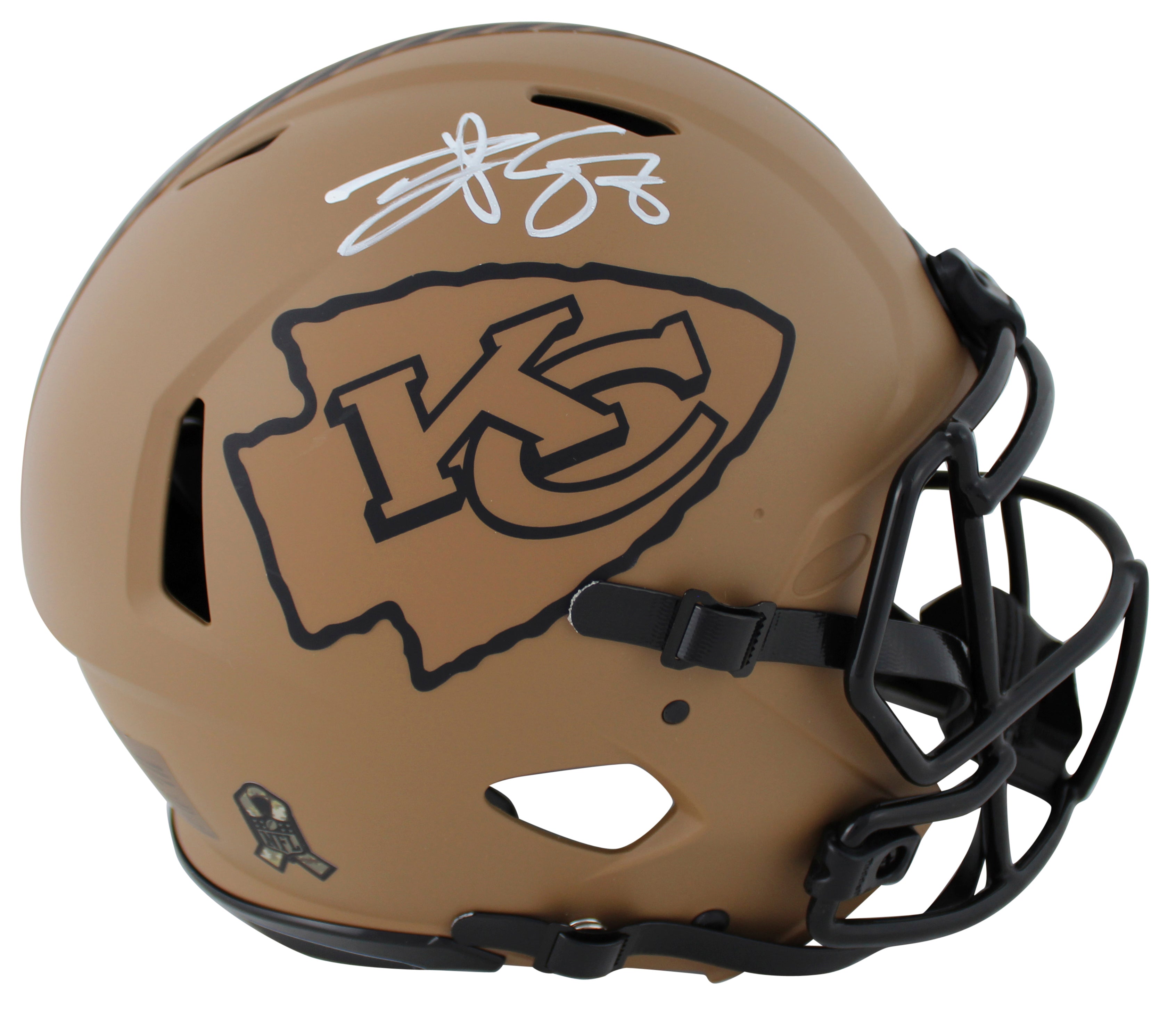 Chiefs Travis Kelce Signed Salute To Service II F/S Speed Proline Helmet BAS Wit