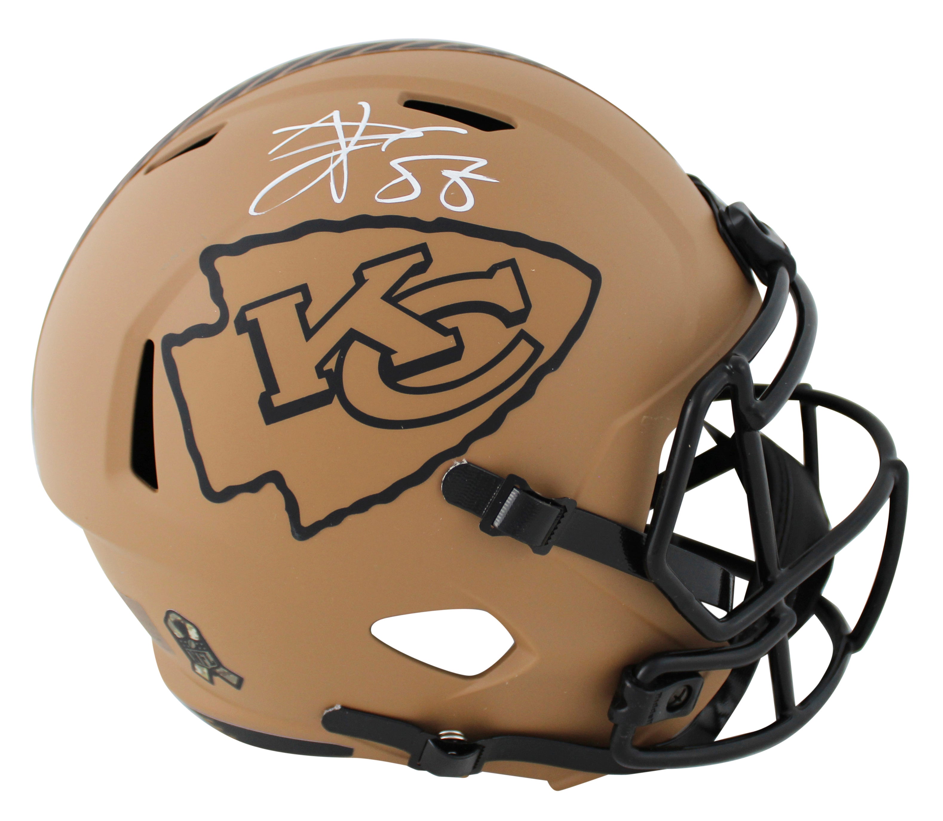 Chiefs Travis Kelce Signed Salute To Service II F/S Speed Rep Helmet BAS Witness