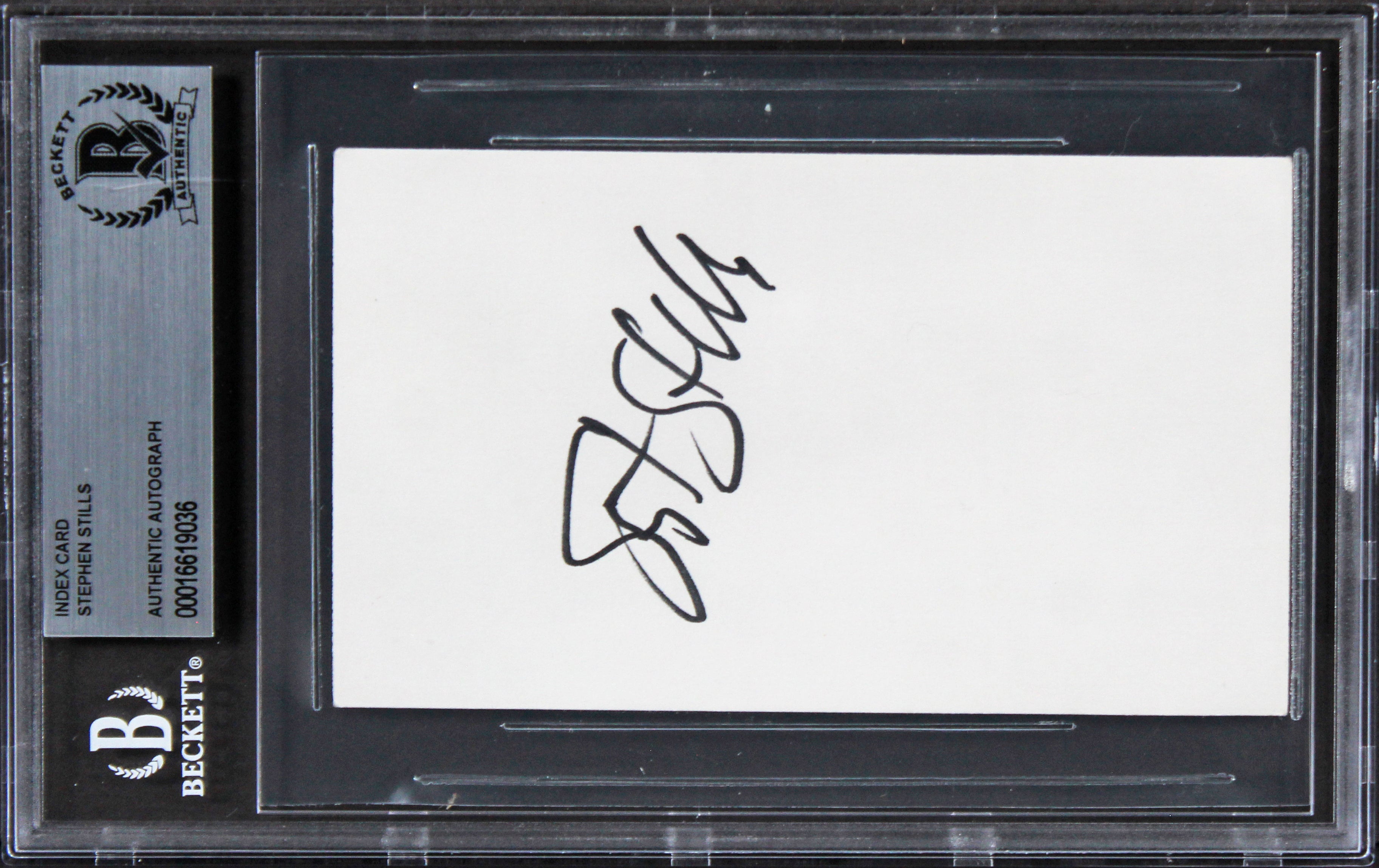 Stephen Stills Buffalo Springfield Authentic Signed 3x5 Index Card BAS Slabbed 1