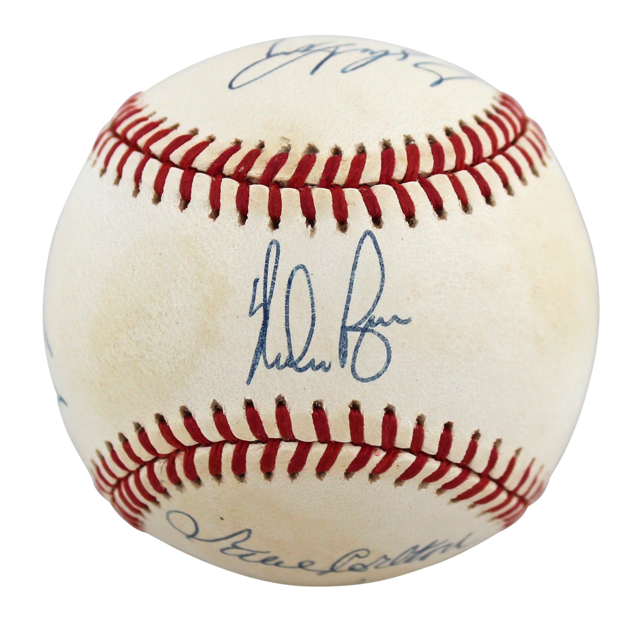 300 Wins (8) Ryan, Seaver, Carlton, Sutton & Spahn Signed Baseball BAS #AA03160