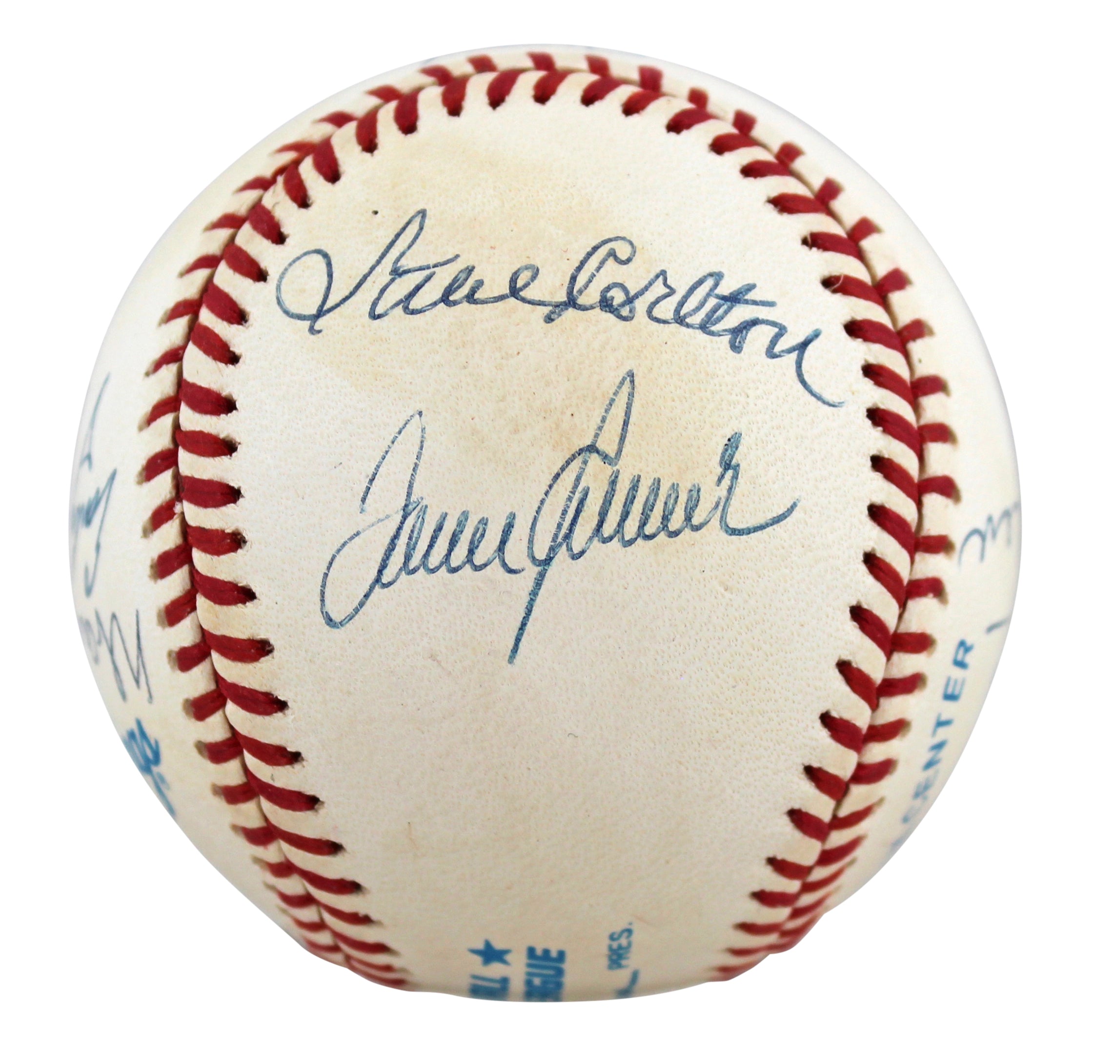 300 Wins (8) Ryan, Seaver, Carlton, Sutton & Spahn Signed Baseball BAS #AA03160