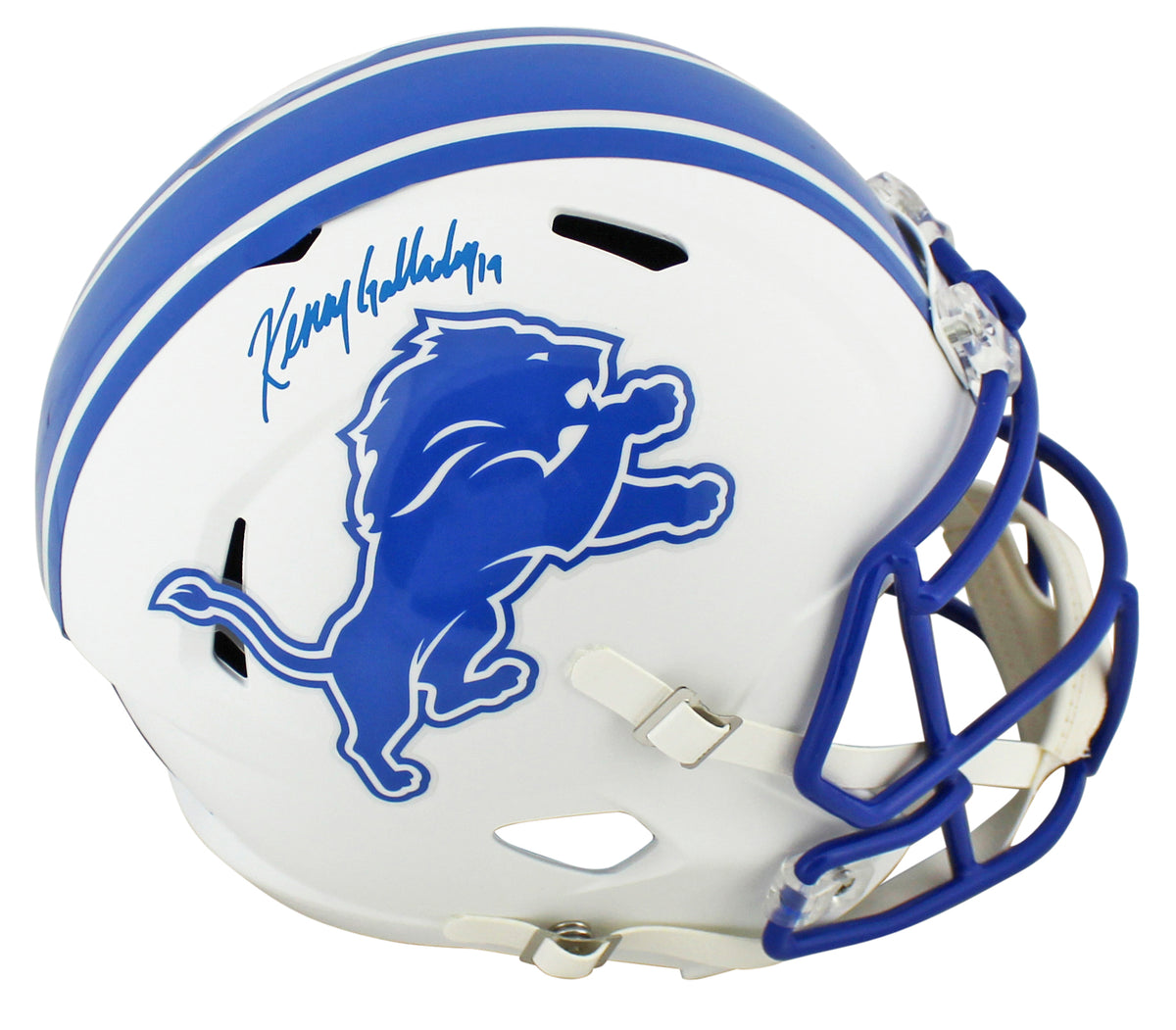 Lions Kenny Golladay Signed Flat White Full Size Speed Rep Helmet JSA Witness