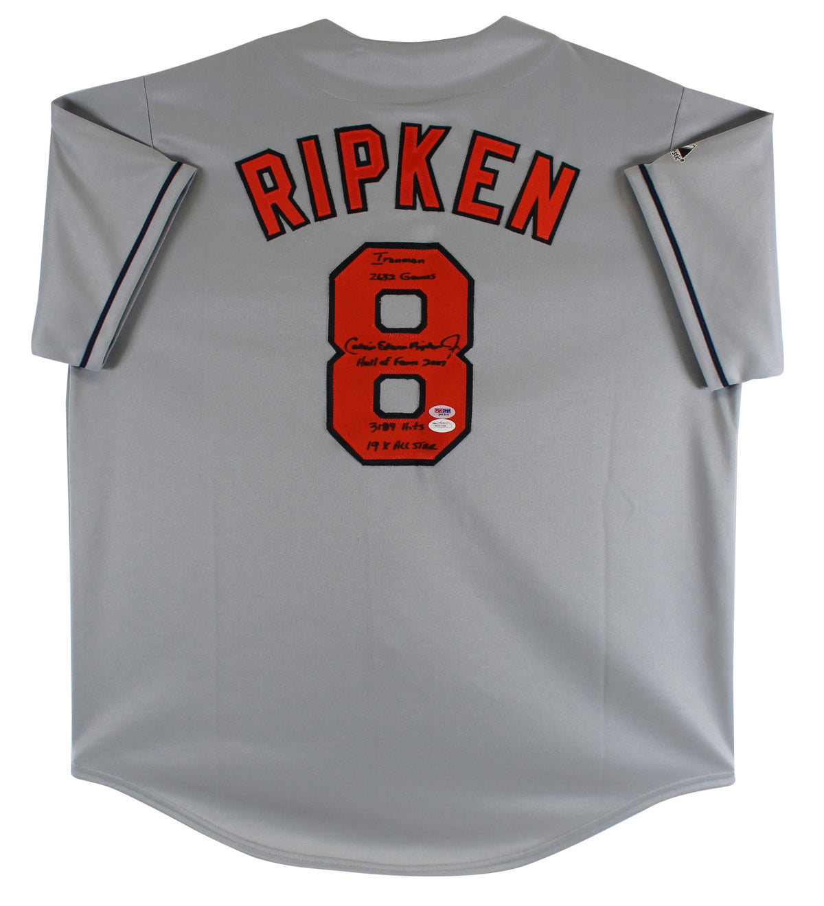 Cal Ripken Jr. Full Name Stat Authentic Signed Grey Jersey JSA & PSA/DNA