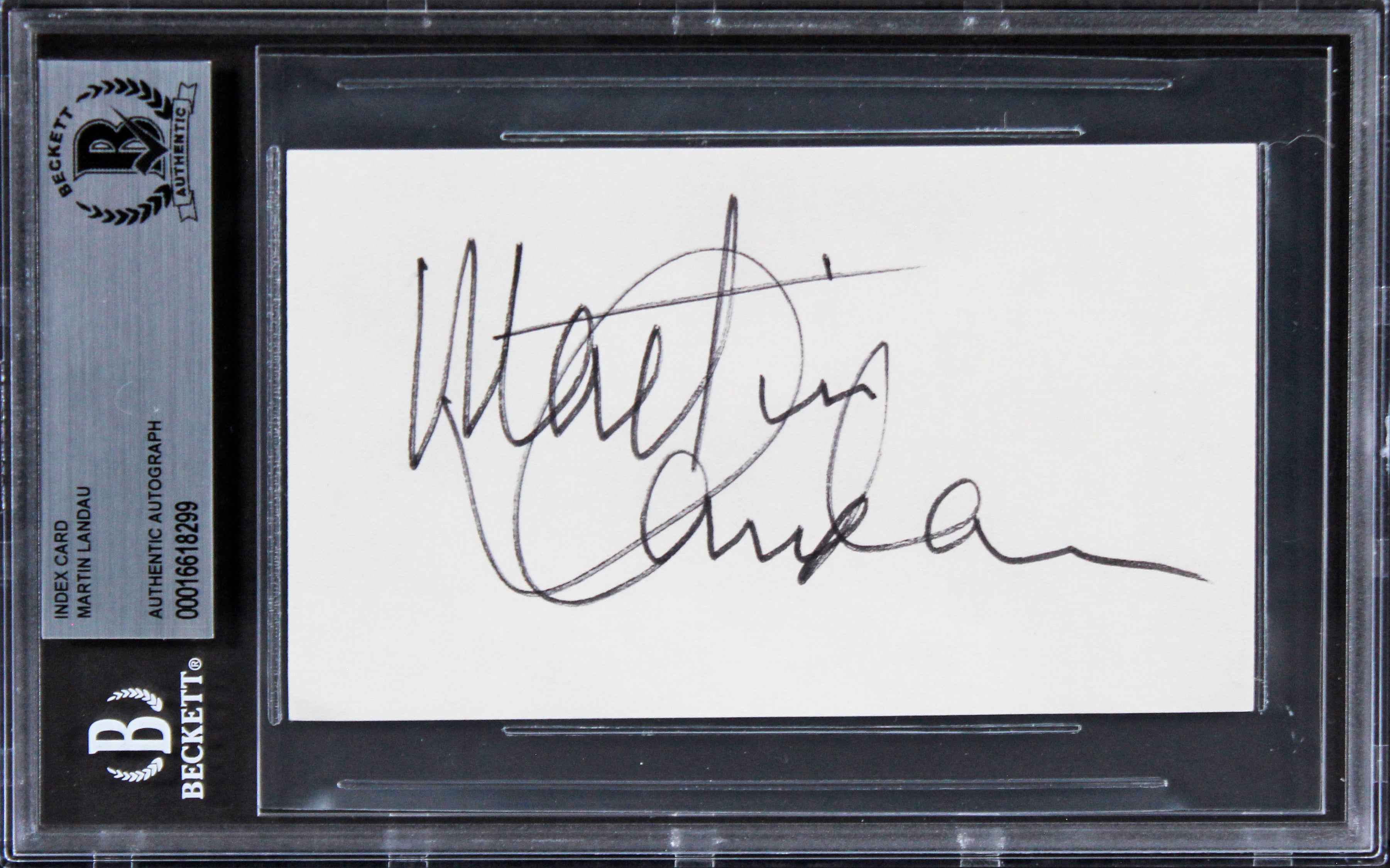 Martin Landau Crimes and Misdemeanors Signed 3x5 Index Card BAS Slabbed 1