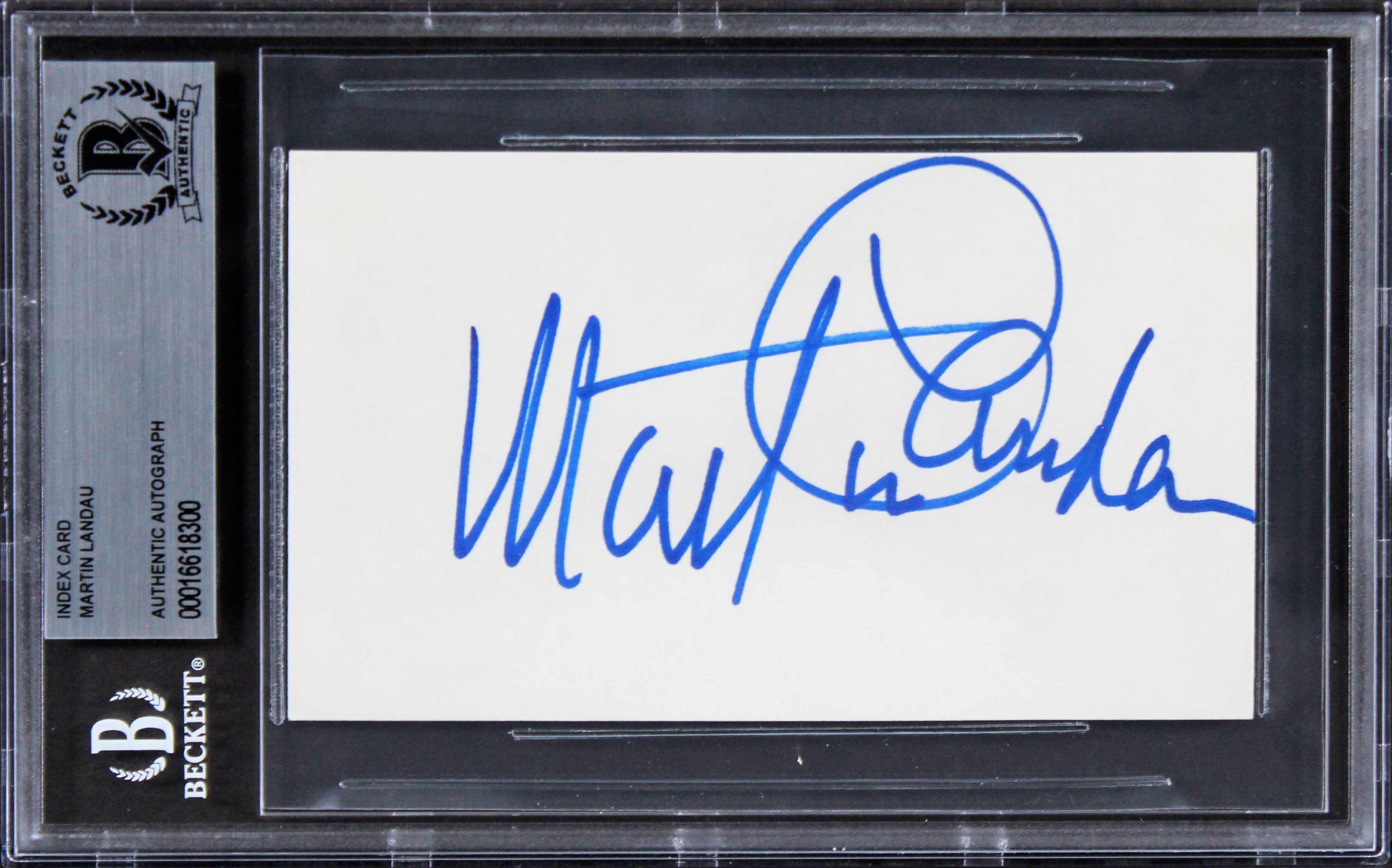 Martin Landau Crimes and Misdemeanors Signed 3x5 Index Card BAS Slabbed 2