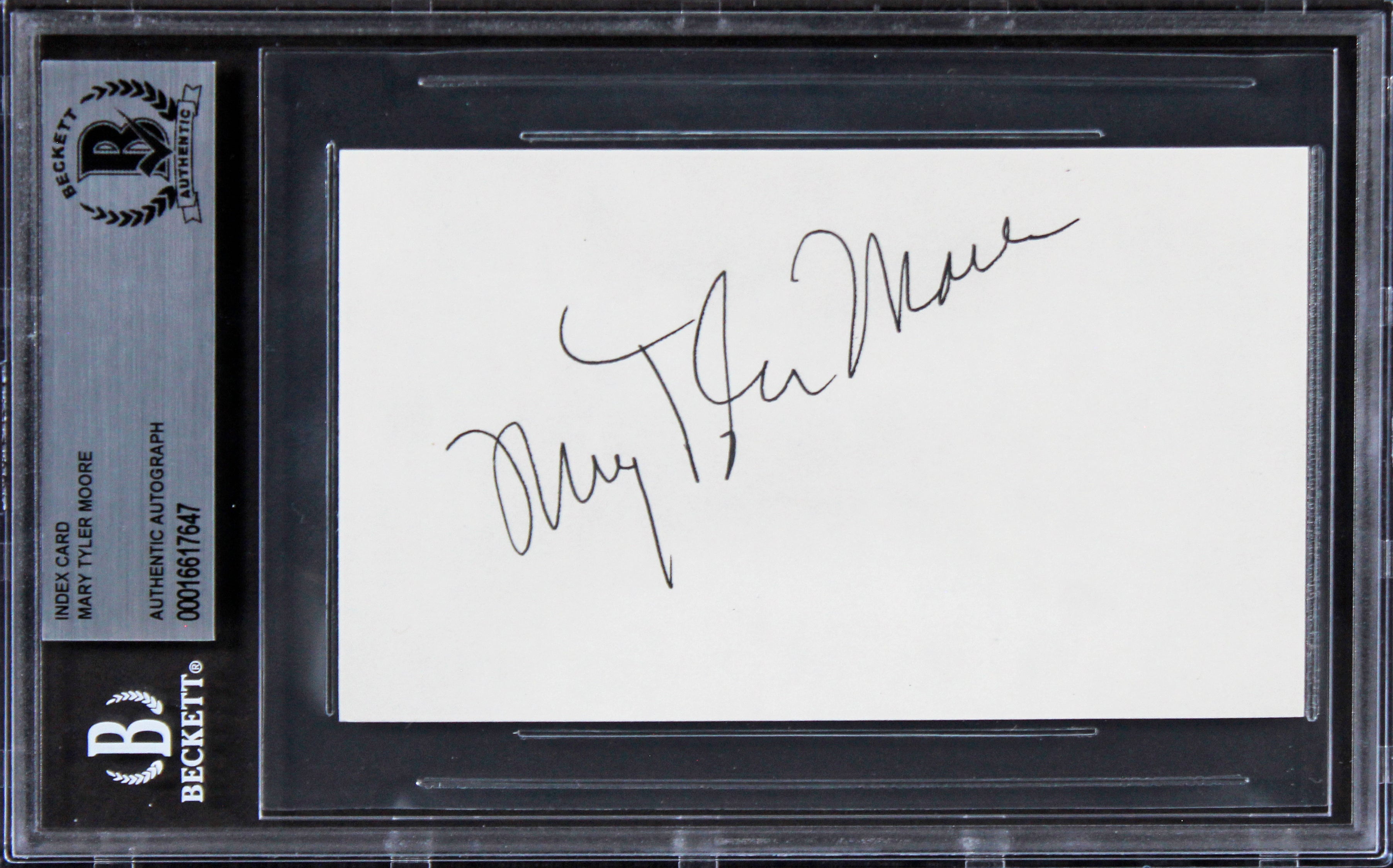 Mary Tyler Moore The Mary Tyler Moore Show Signed 3x5 Index Card BAS Slabbed
