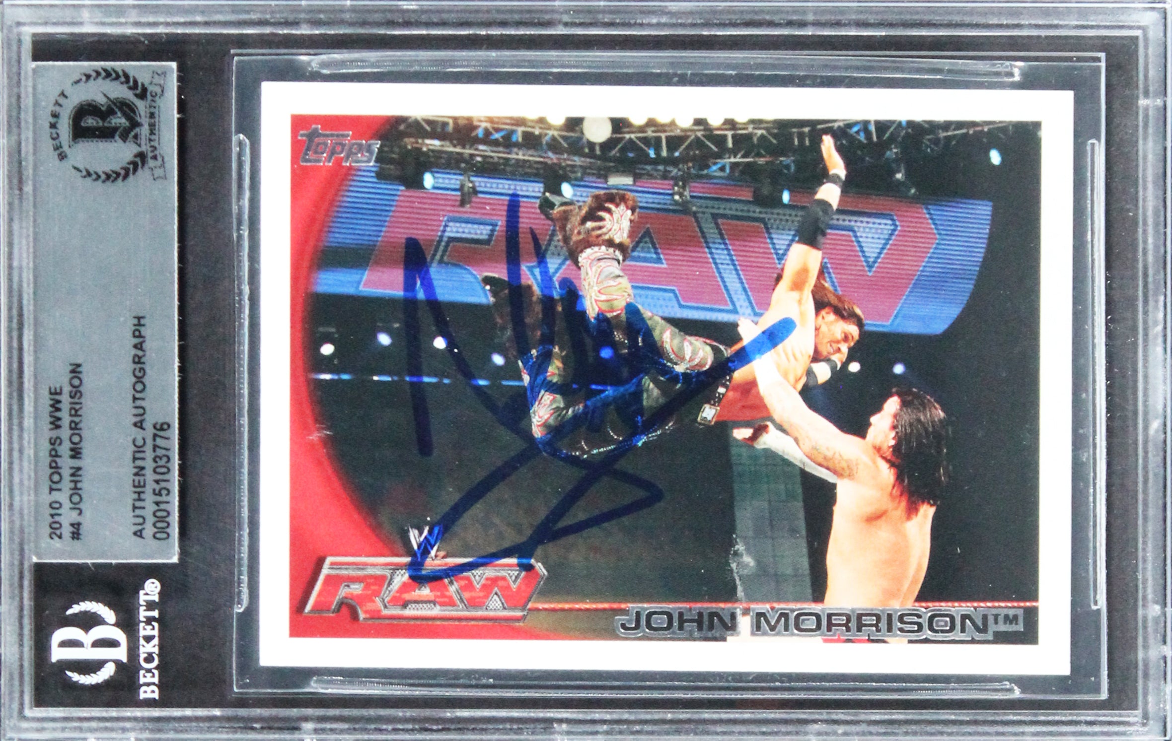 John Morrison Authentic Signed 2010 Topps WWE #4 Card BAS Slabbed