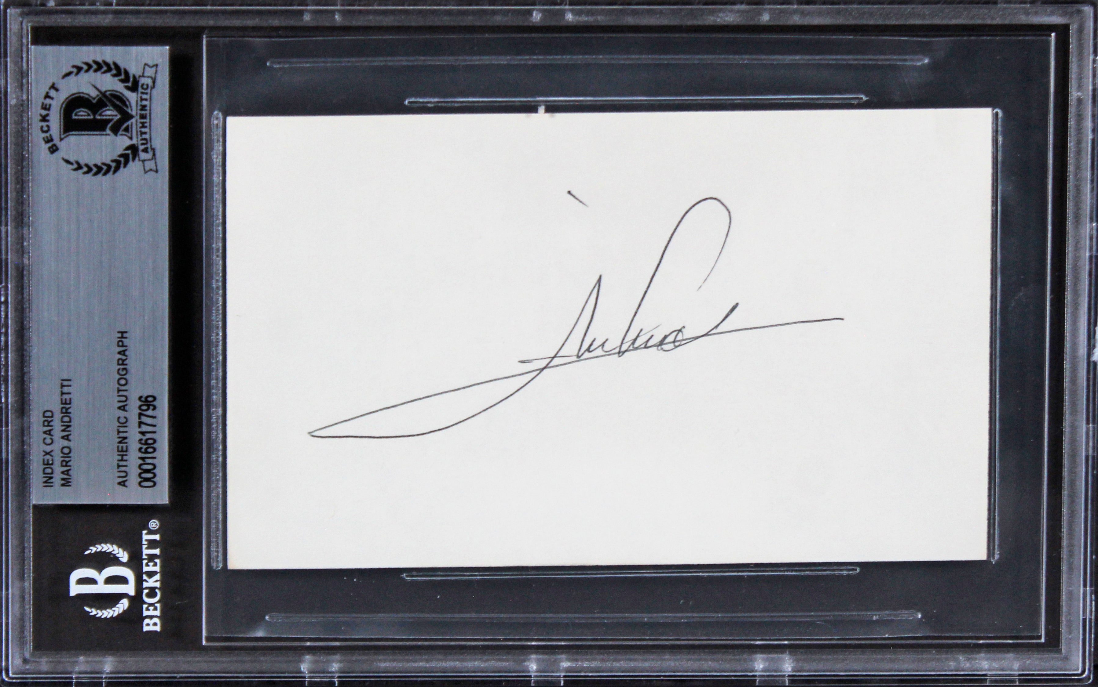 NASCAR Mario Andretti Authentic Signed 3x5 Index Card BAS Slabbed 2