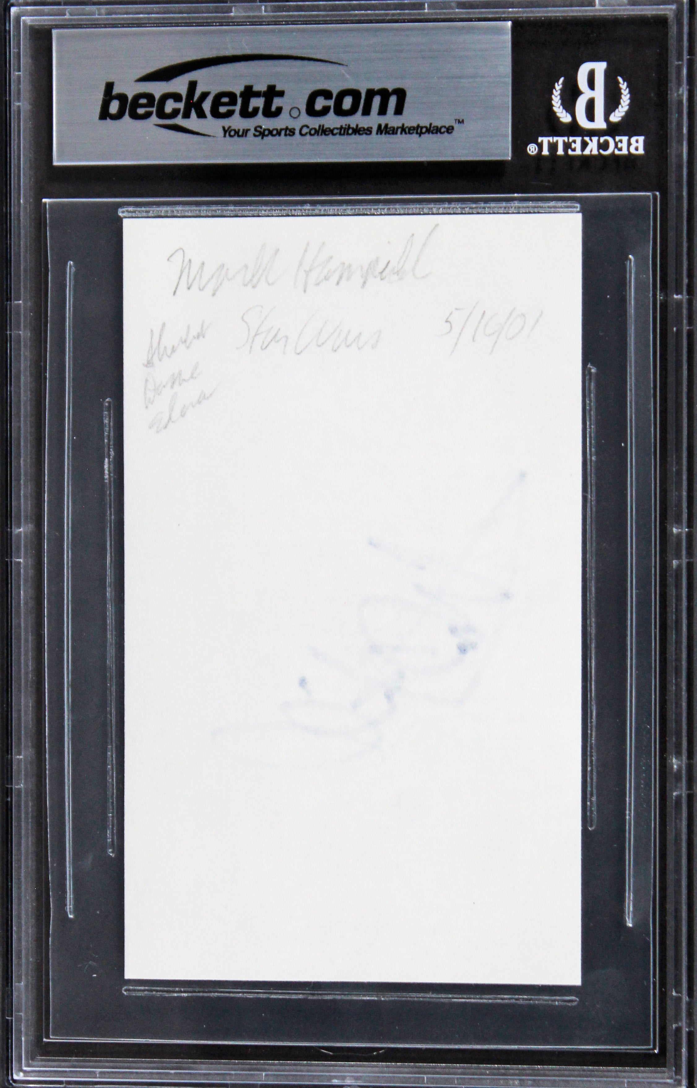 Mark Hamill Star Wars Authentic Signed 3x5 Index Card Autographed BAS Slabbed