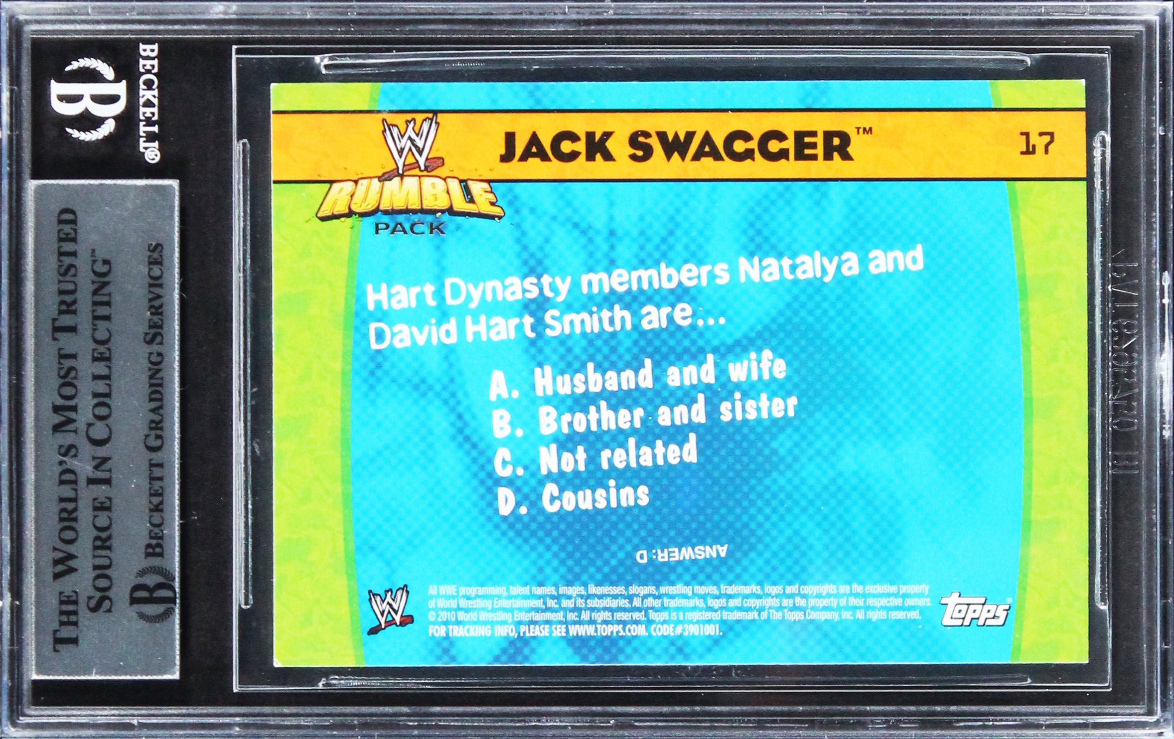 Jack Swagger Authentic Signed 2010 Topps WWE Rumble Pack #17 Card BAS Slabbed