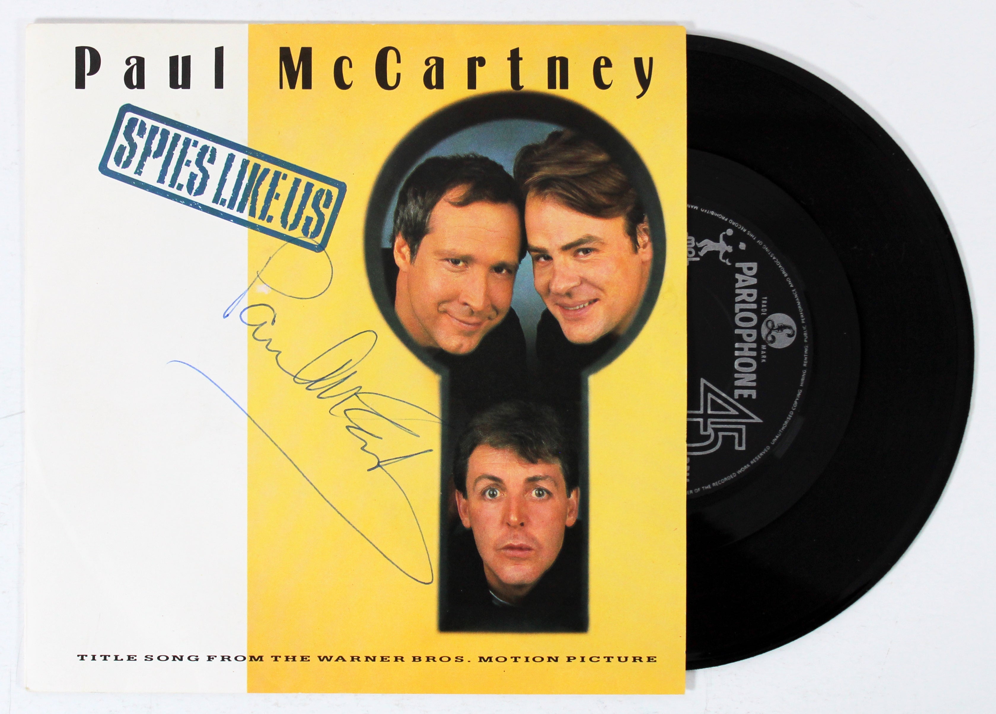 Paul McCartney Signed Spies Like Us Soundtrack 45RPM Single Album Cover BAS