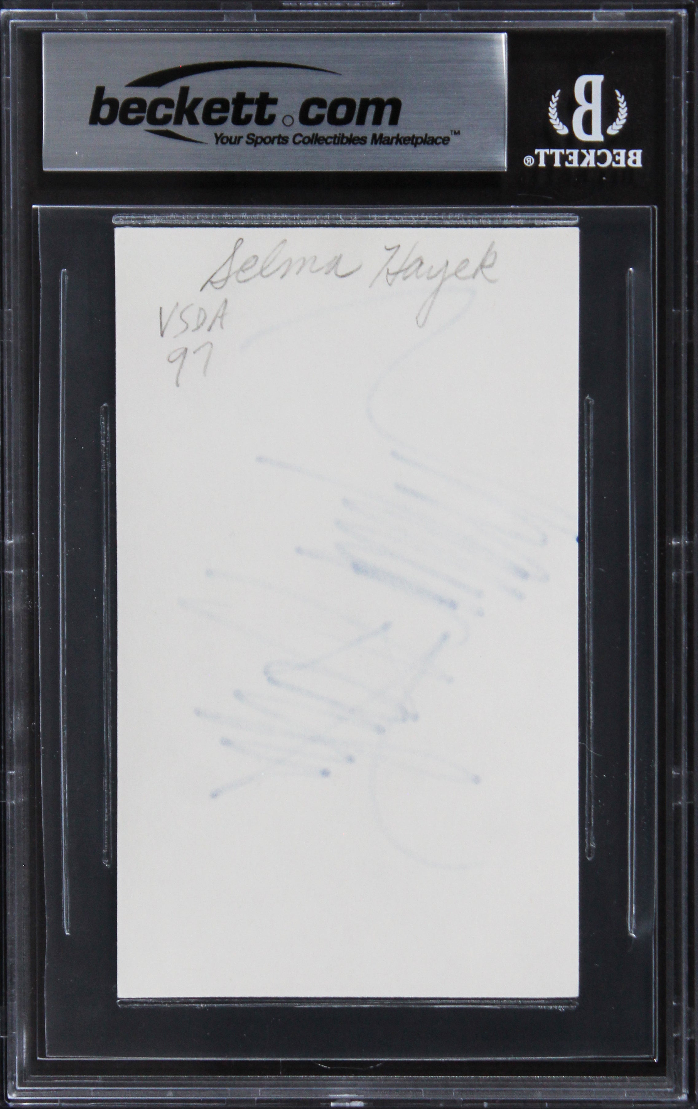 Salma Hayek Grown Ups Authentic Signed 3x5 Index Card Autographed BAS Slabbed