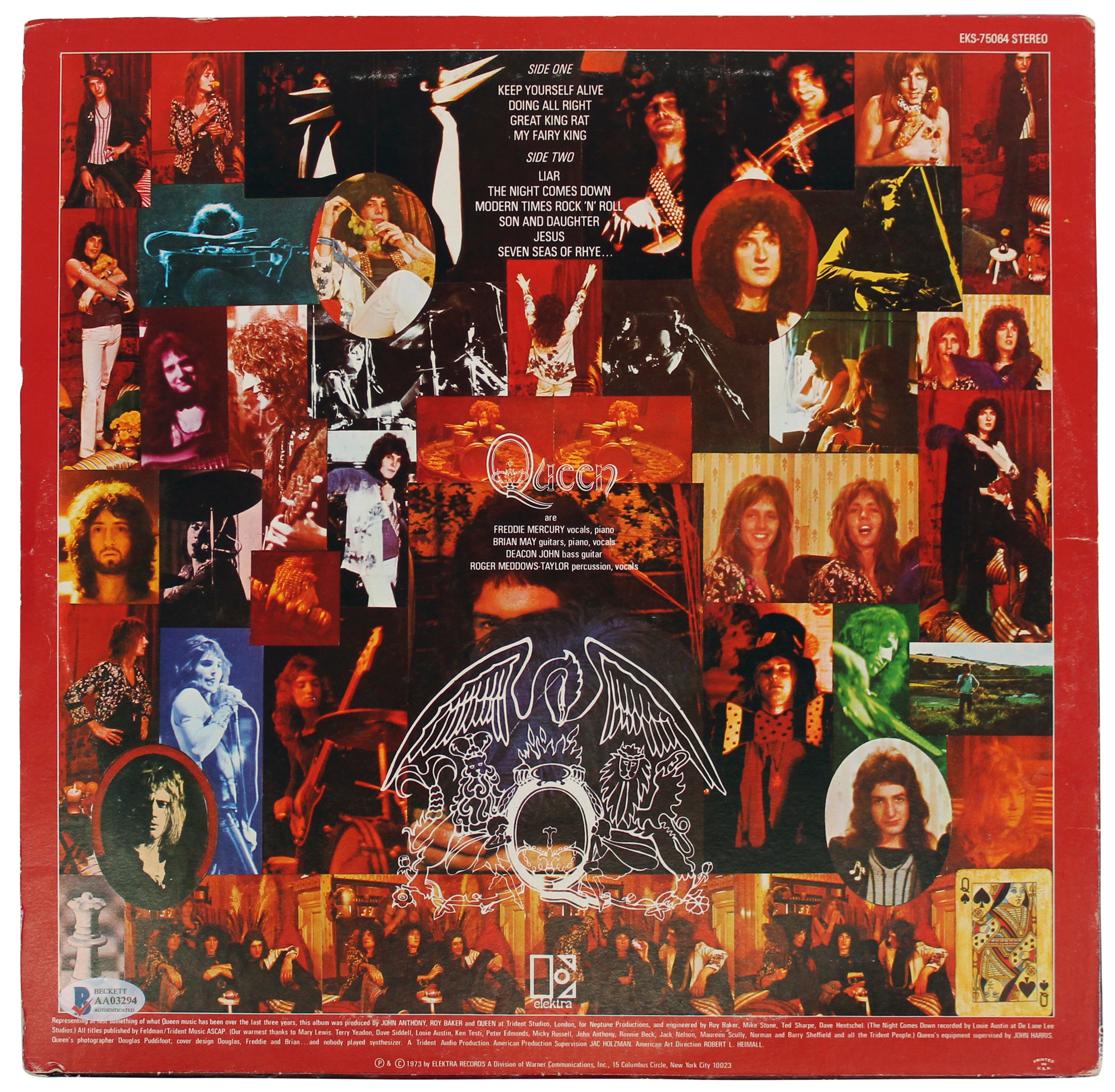 Queen Brian May & Roger Taylor Signed Self Titled Album Cover W/ Vinyl BAS