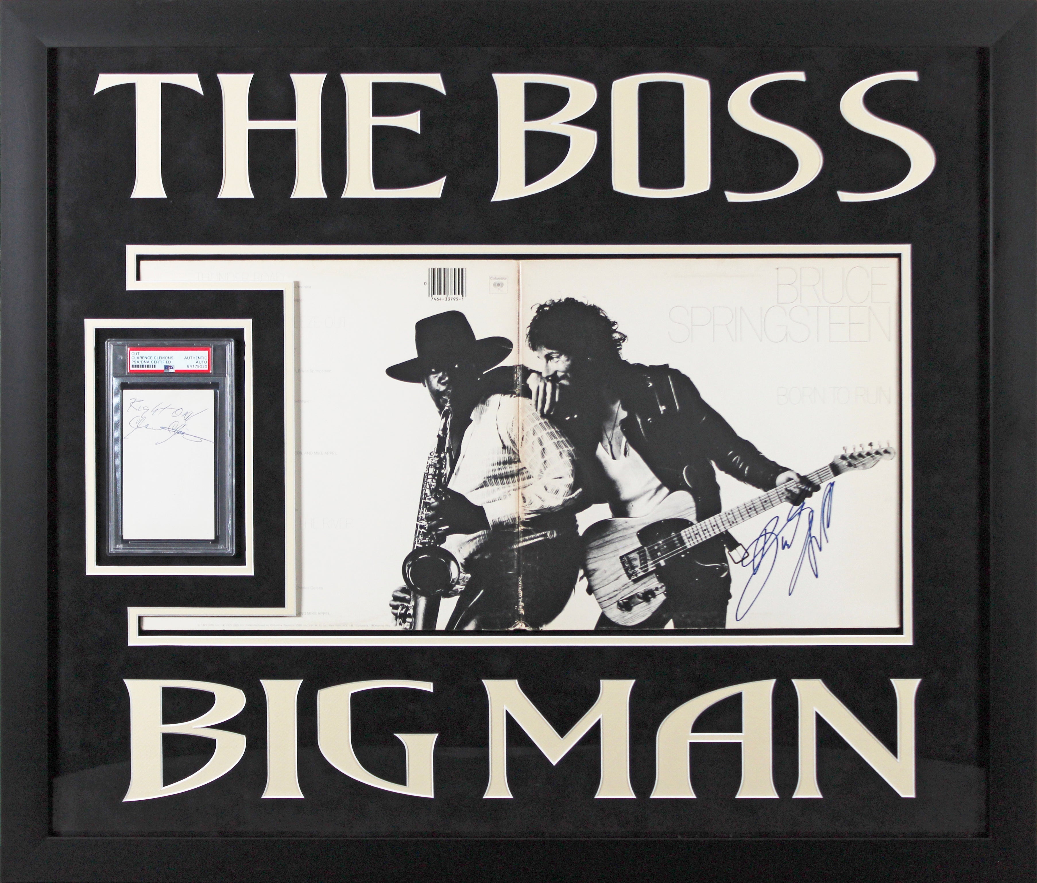 Bruce Springsteen & Clarence Clemons Signed Born To Run Album Framed Display PSA