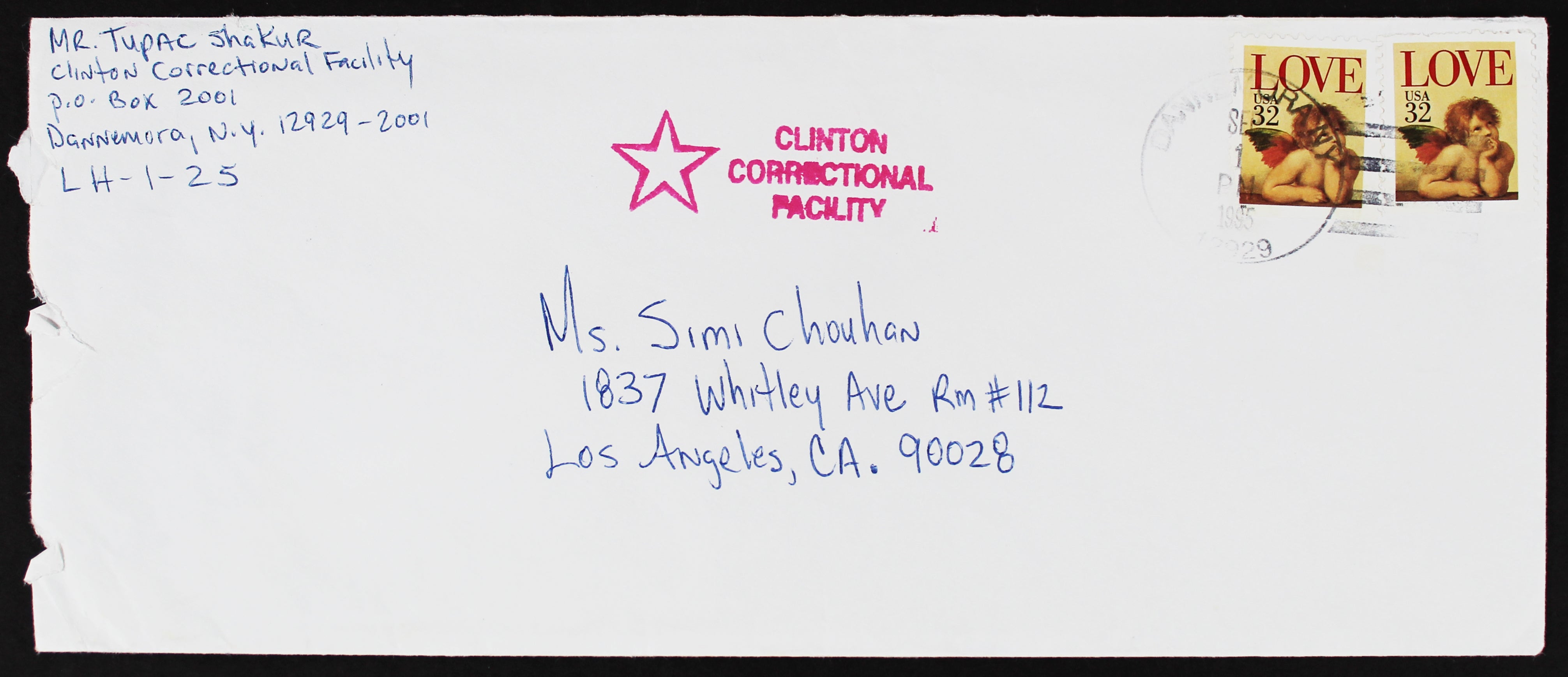 Tupac Shakur Signed 4x9.5 Clinton Correctional Facility Envelope JSA #YY12779