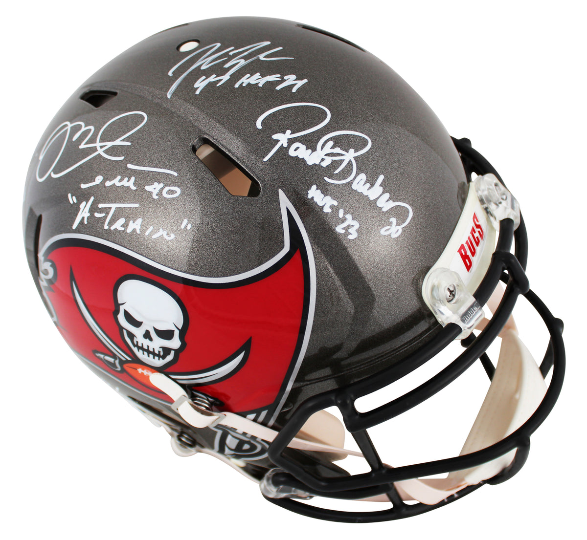 Bucs SB 37 Sapp, Brooks, Alstott, Lynch +1 Signed F/S Speed Proline Helmet BAS W