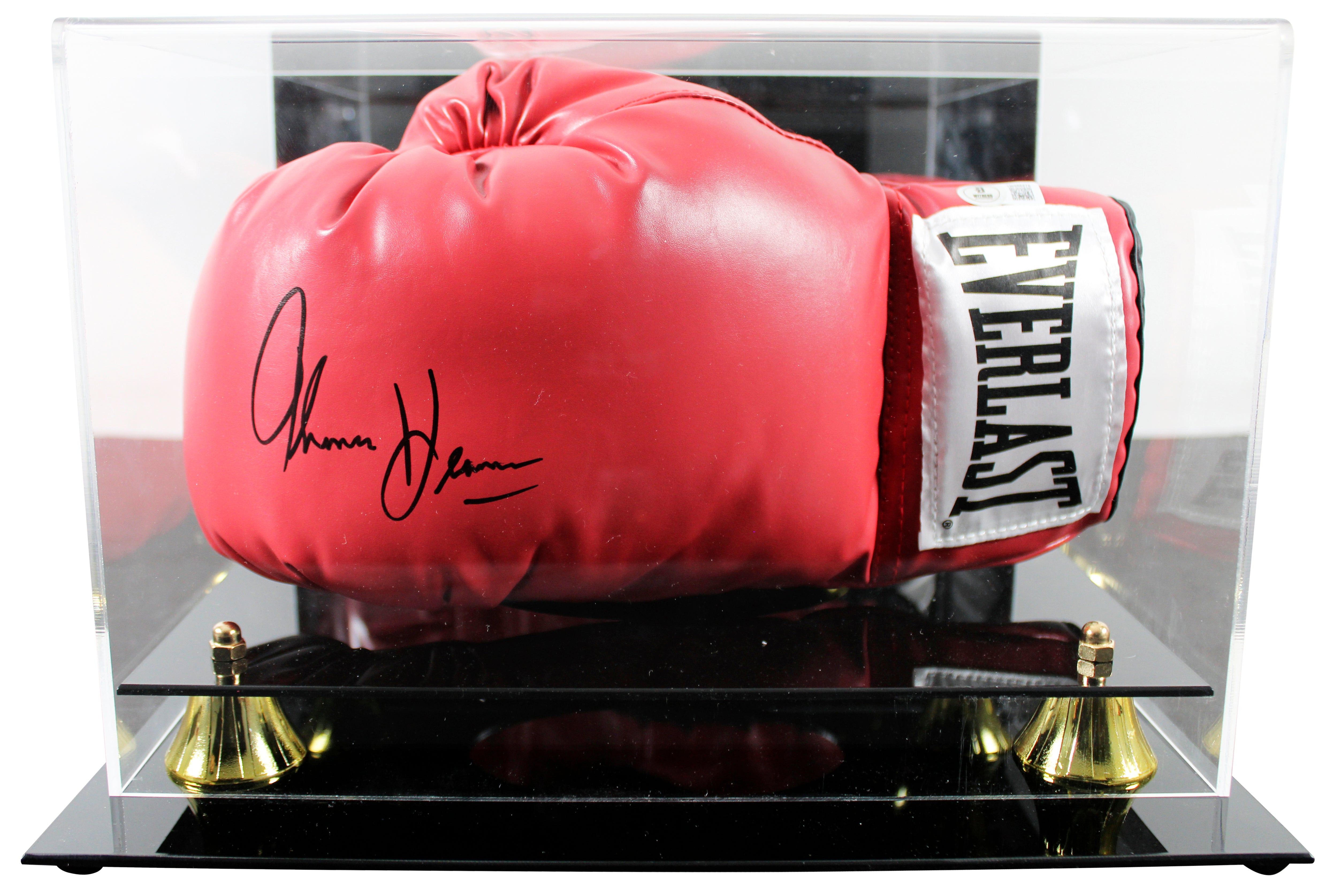 Tommy Hearns Authentic Signed Red Left Hand Everlast Glove W/ Case BAS Witnessed