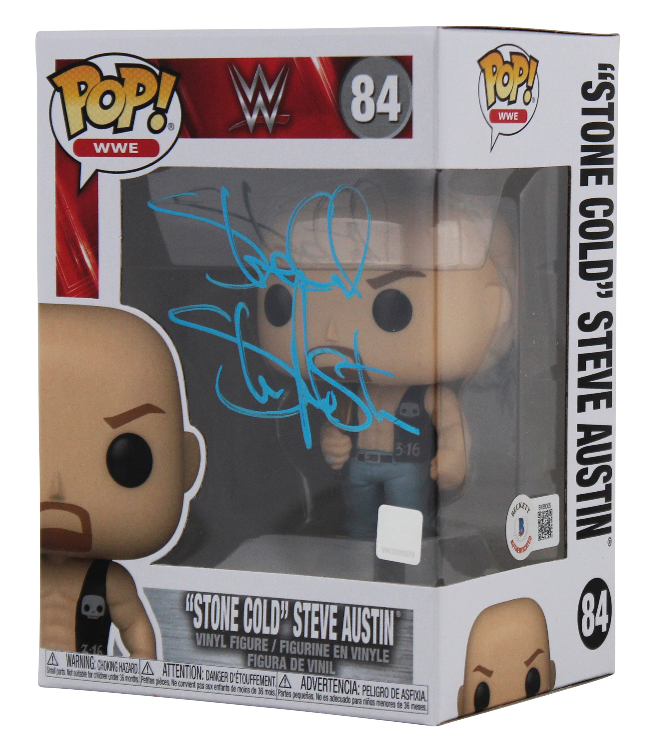 Stone Cold Steve Austin Signed WWE #84 Funko Pop Vinyl Figure BAS #BK88005