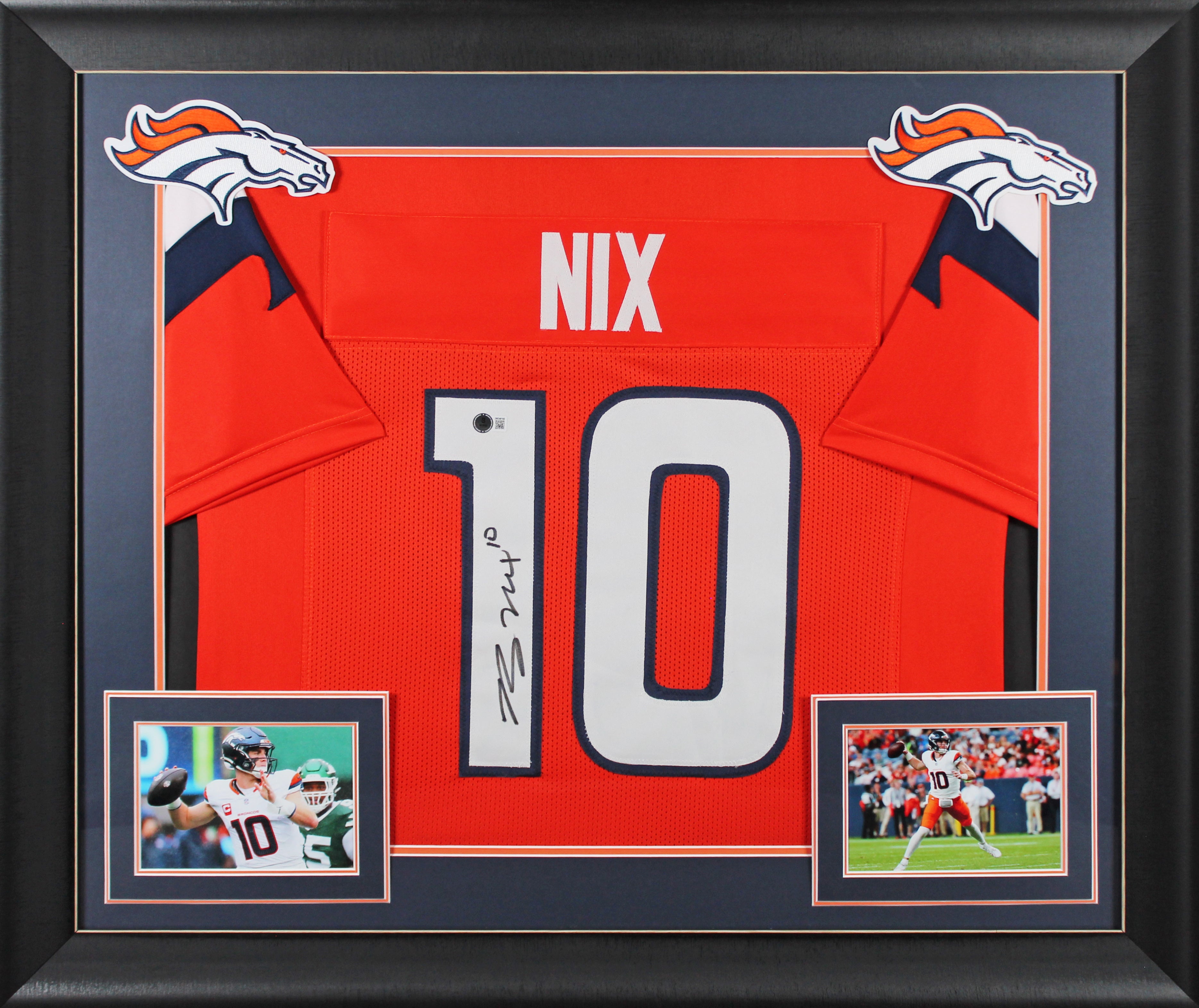 Bo Nix Authentic Signed Orange Pro Style Framed Jersey BAS Witnessed