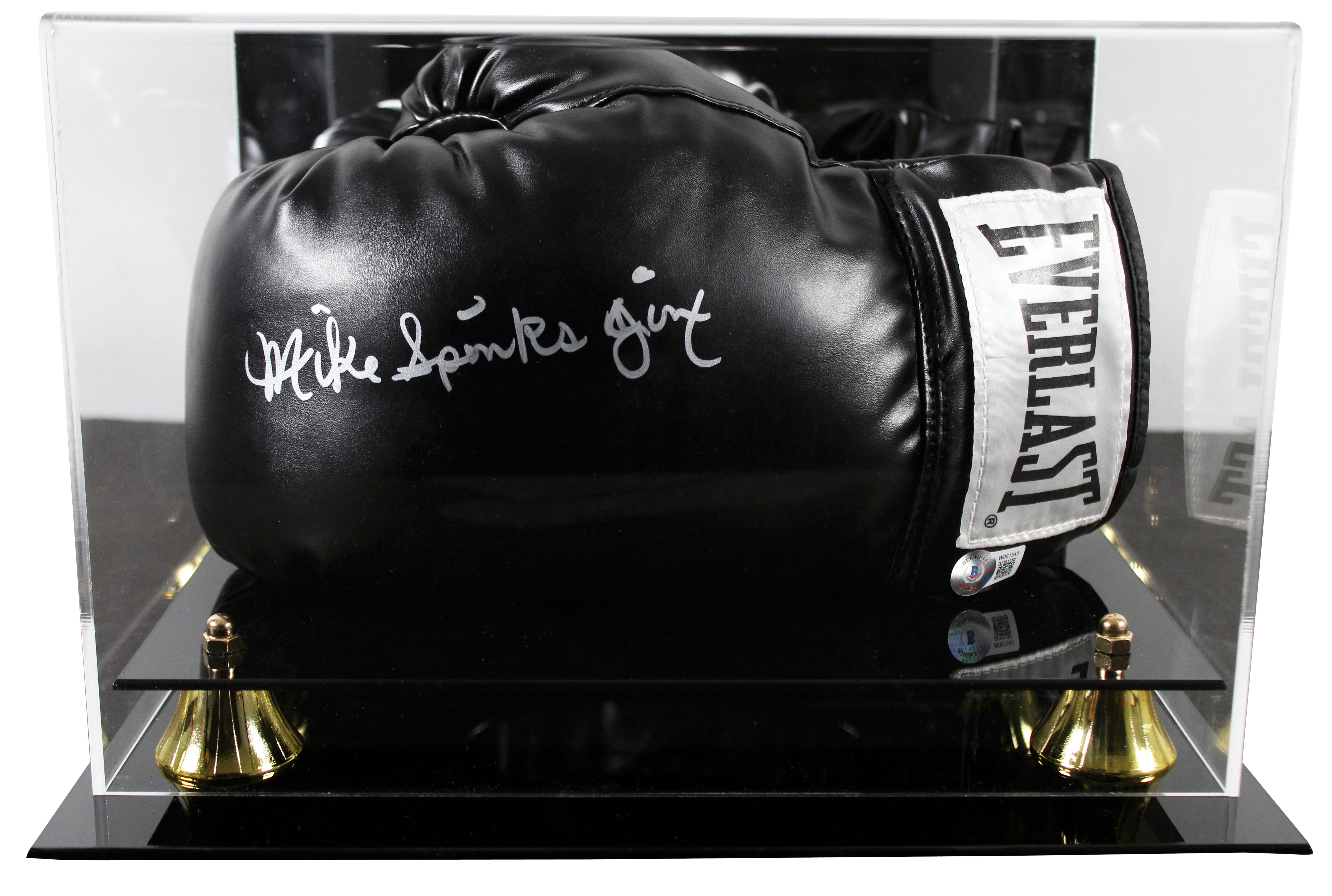 Michael Spinks Signed Left Hand Black Everlast Boxing Glove W/ Case BAS Witness