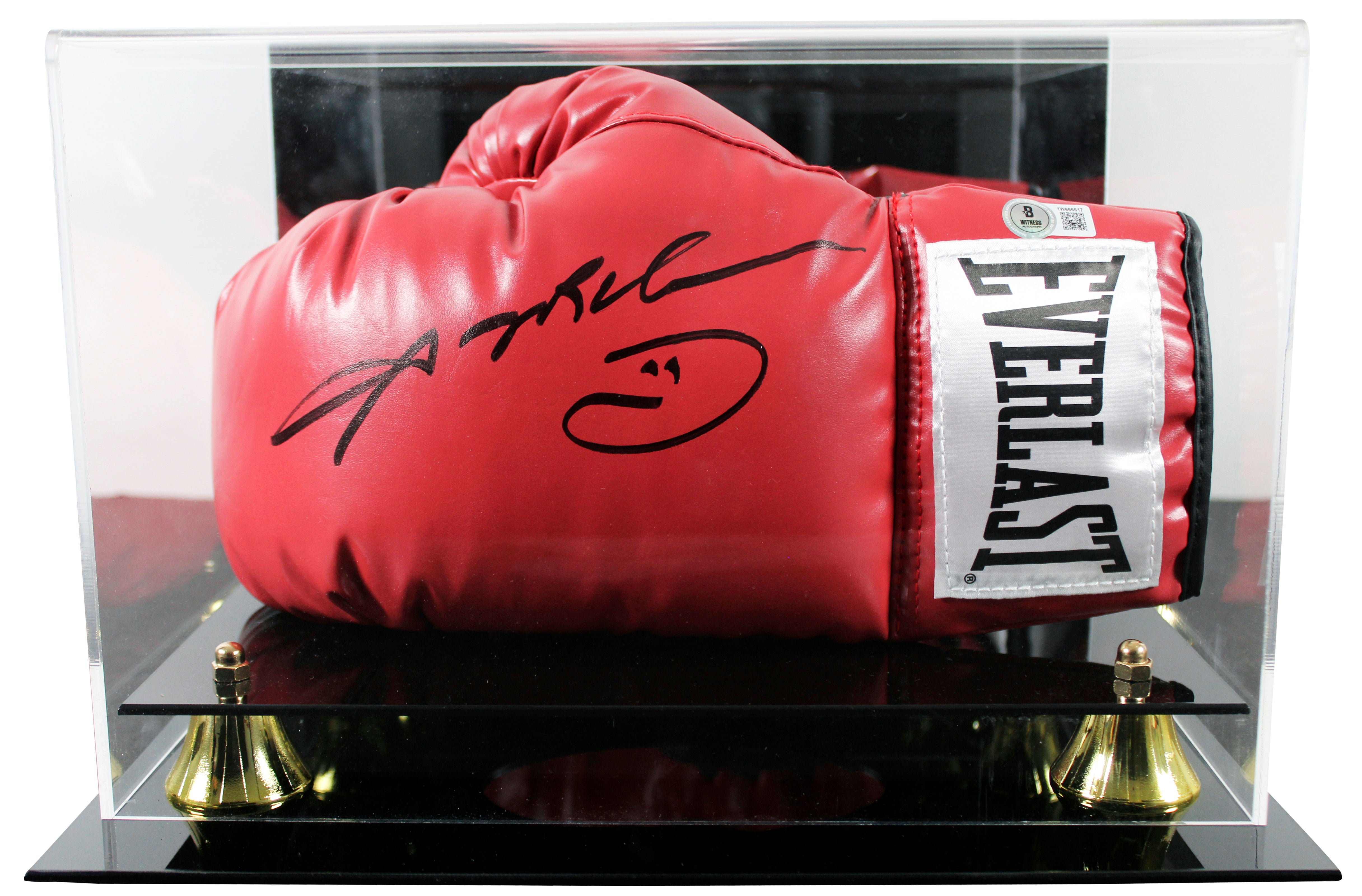 Sugar Ray Leonard Signed Red Left Hand Everlast Boxing Glove W/ Case BAS Wit