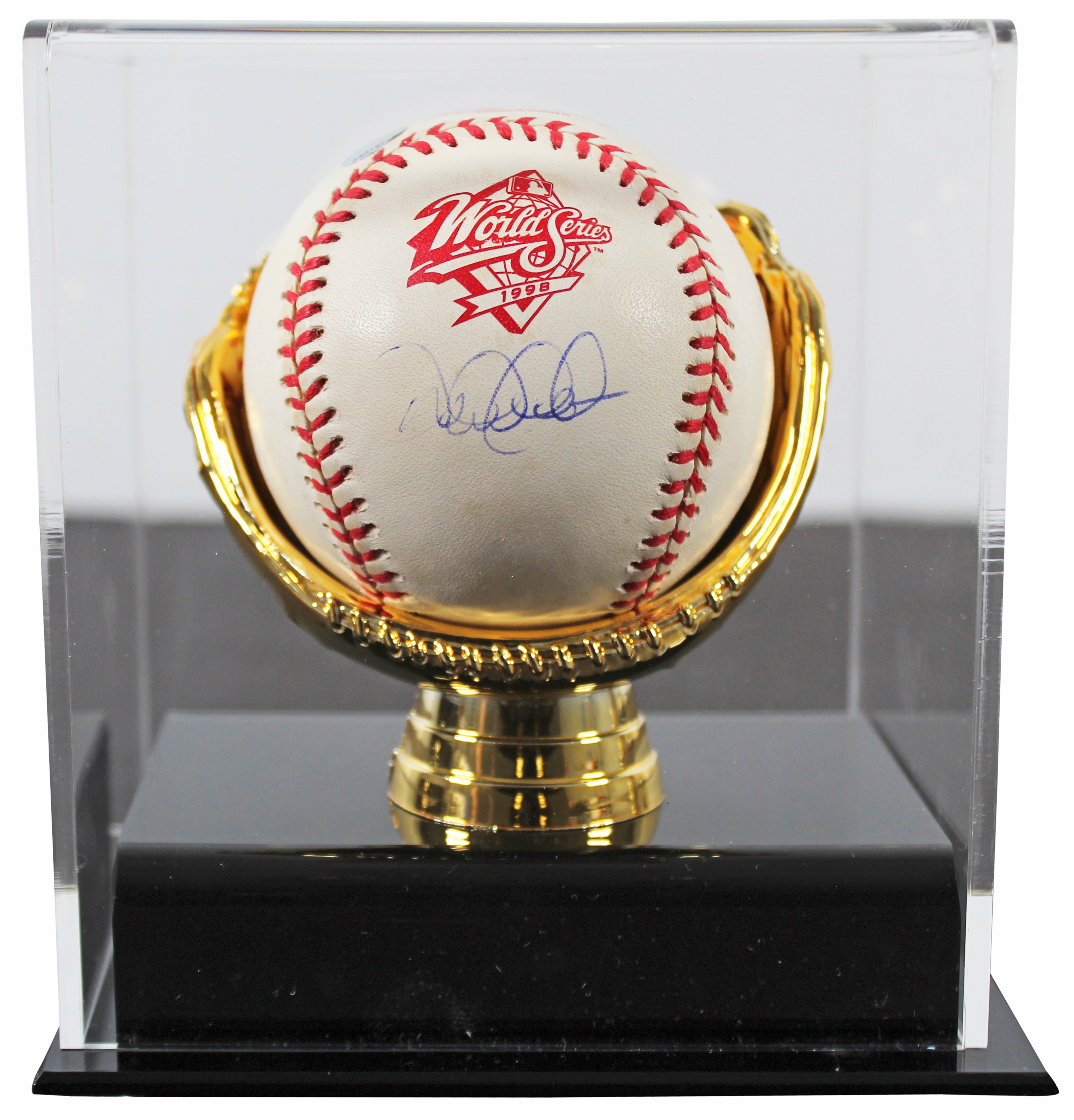 Yankees Derek Jeter Signed 1998 WS Logo Oml Baseball w/ Case MLB #AR012913