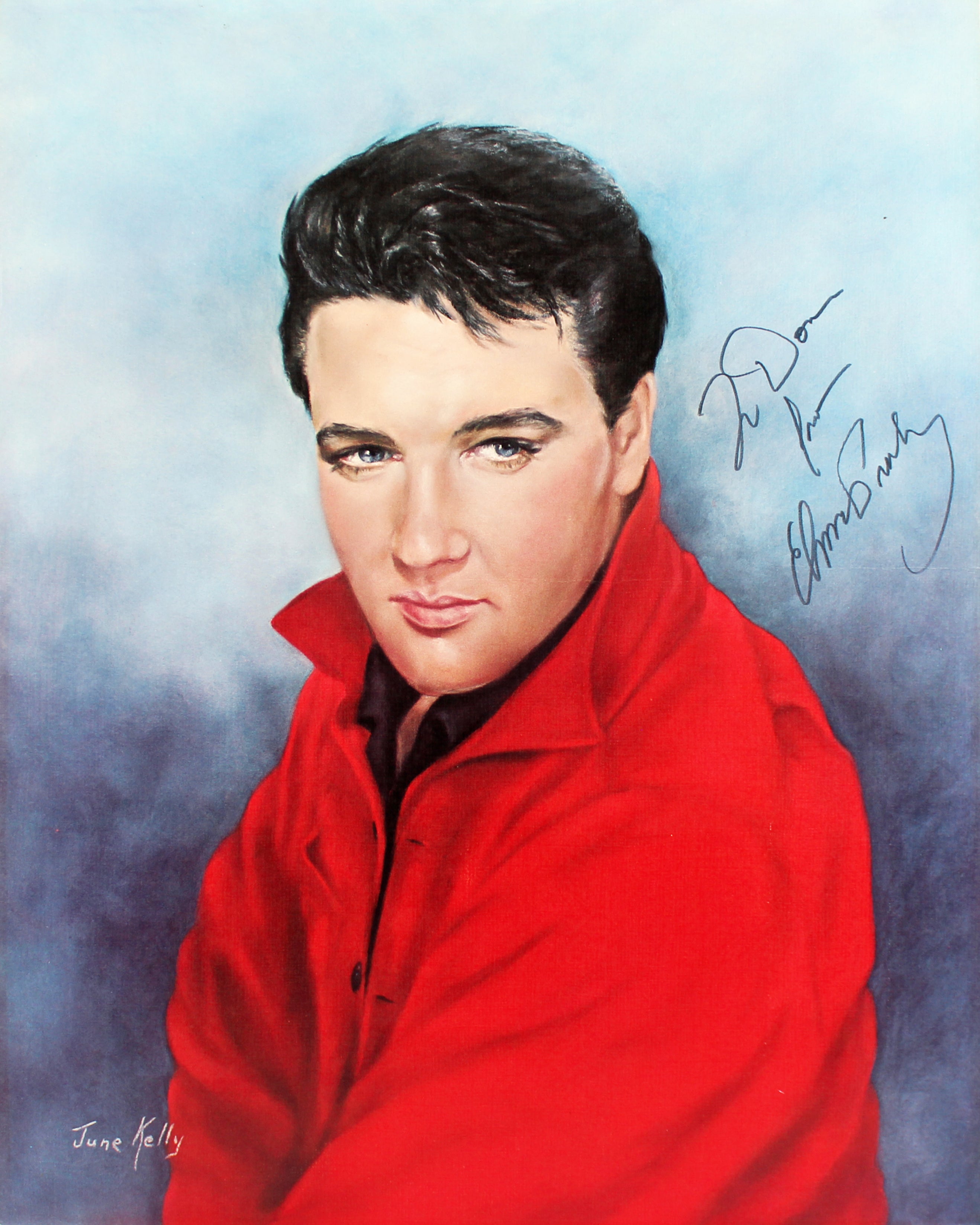 Elvis Presley "To Don" Authentic Signed 16x20 June Kelly Lithograph BAS #AB14687