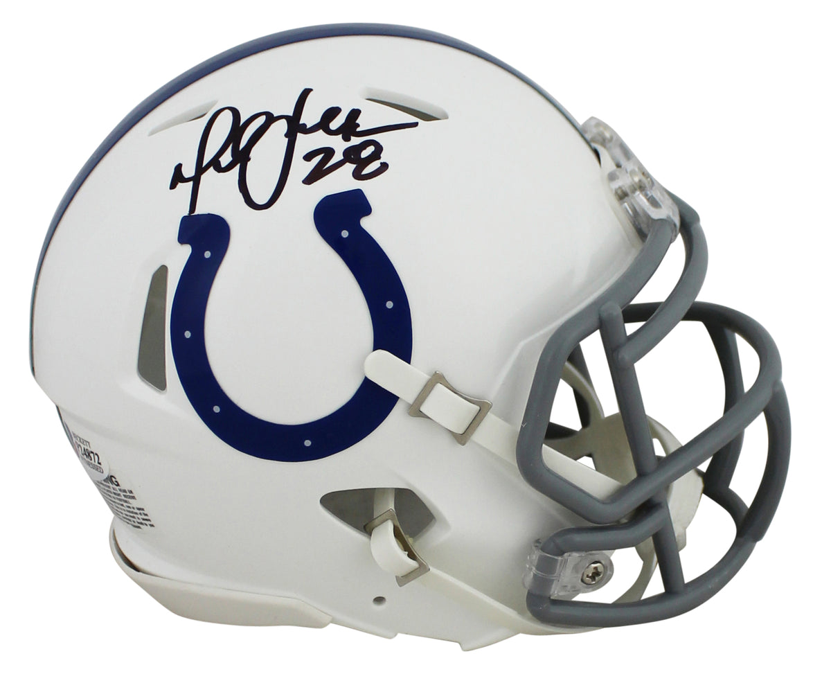 Colts Marshall Faulk Authentic Signed 2020 White Speed Mini Helmet BAS Witnessed