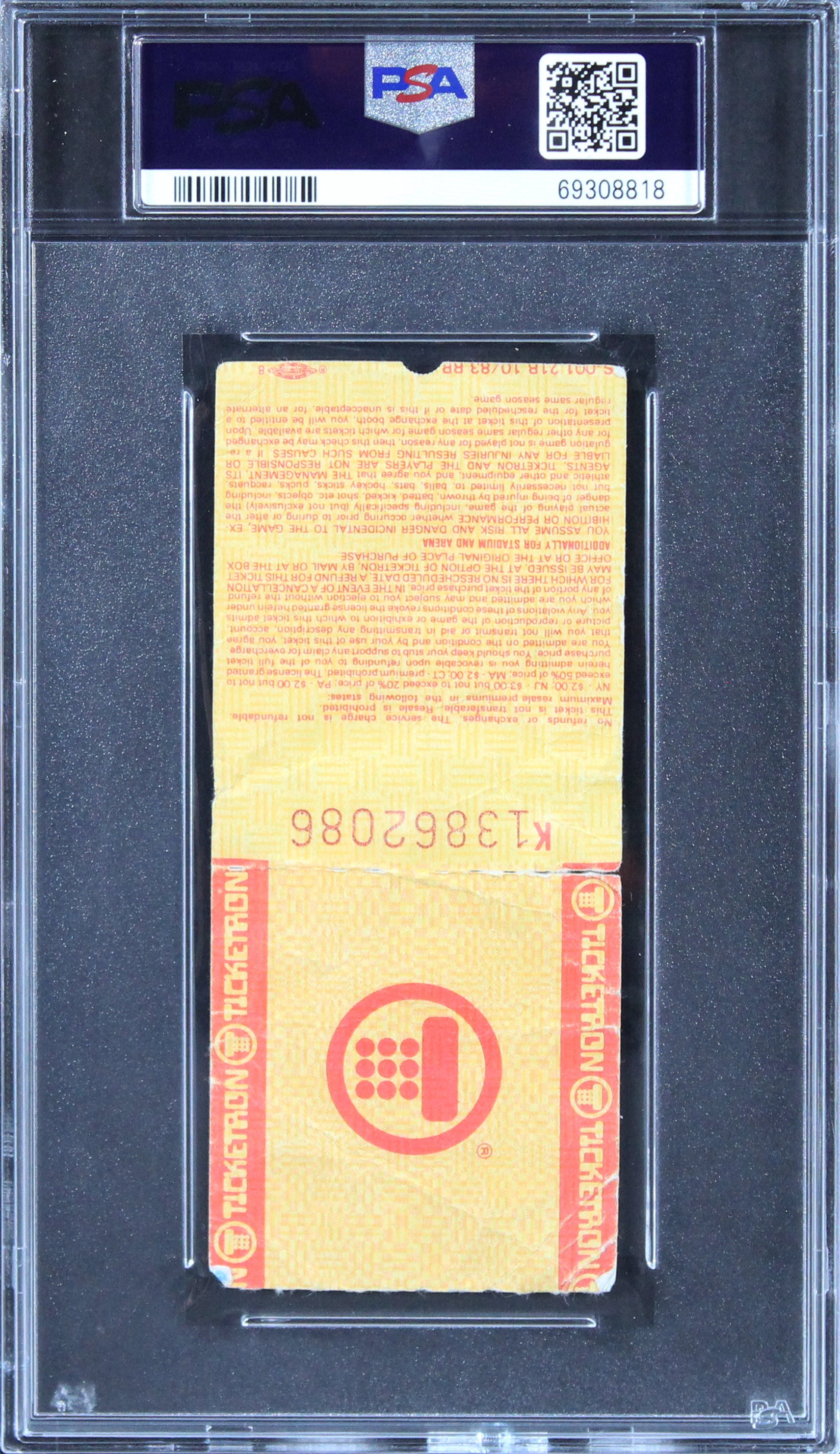 Bulls Michael Jordan 1984 Bulls Vs Bullets Debut Ticket Stub PSA Slabbed