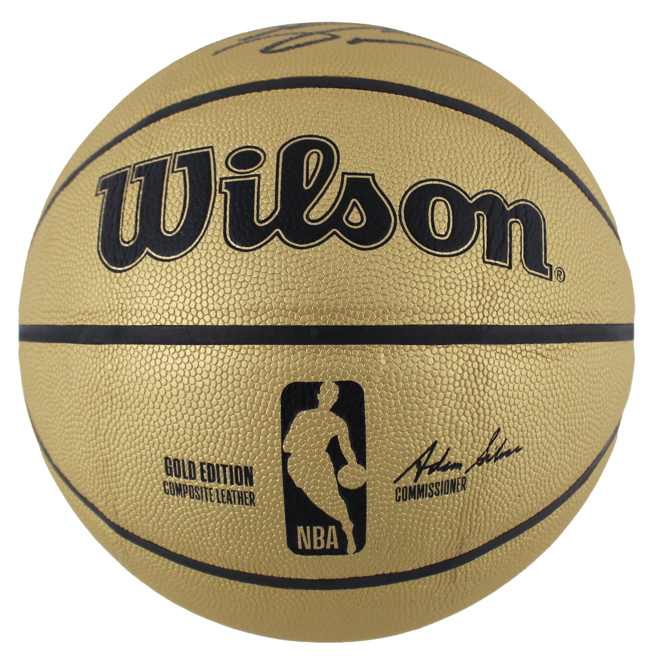 Lakers Magic Johnson & Shaquille O'Neal Signed Gold Wilson Basketball BAS Wit