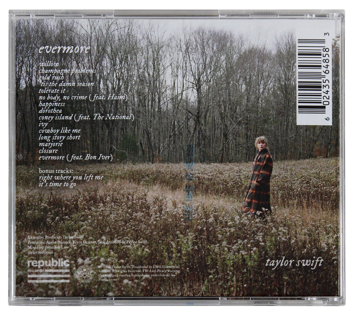 Taylor Swift Authentic Signed Evermore Cd Insert W/ Disk Autographed BAS