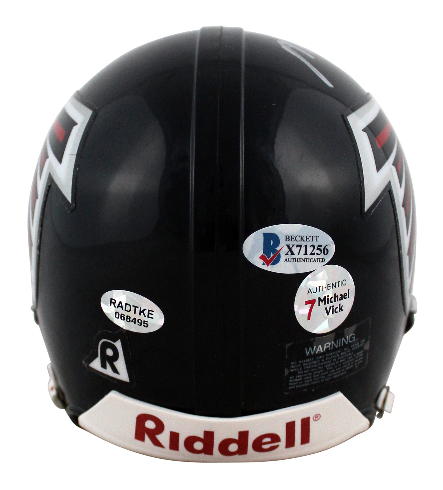 Falcons Michael Vick Authentic Signed 03-19 TB Black Rep Mini Helmet JSA Witness