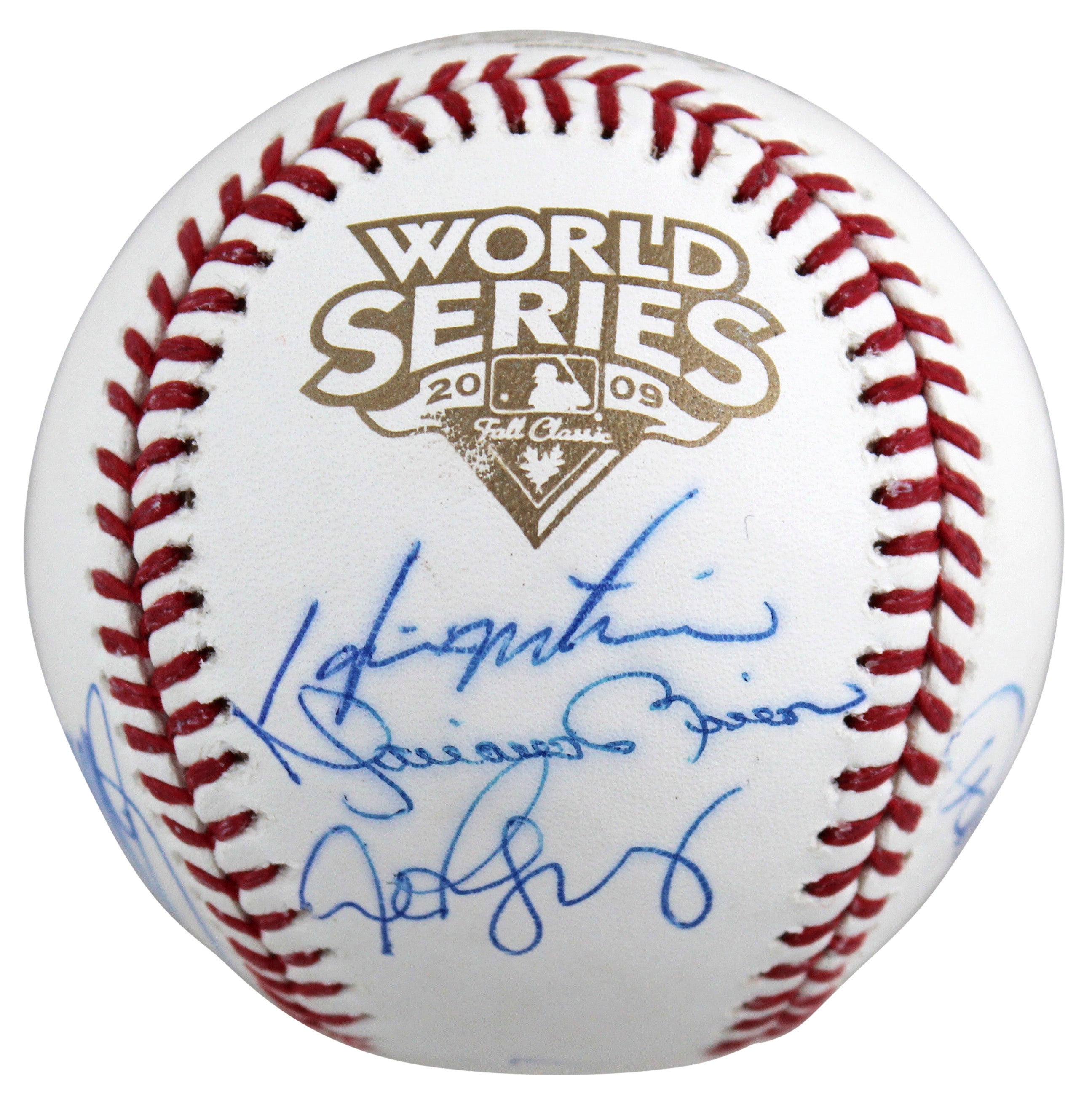 2009 Yankees (9) Jeter Rivera Posada Signed 2009 WS Logo Oml Baseball Steiner 1