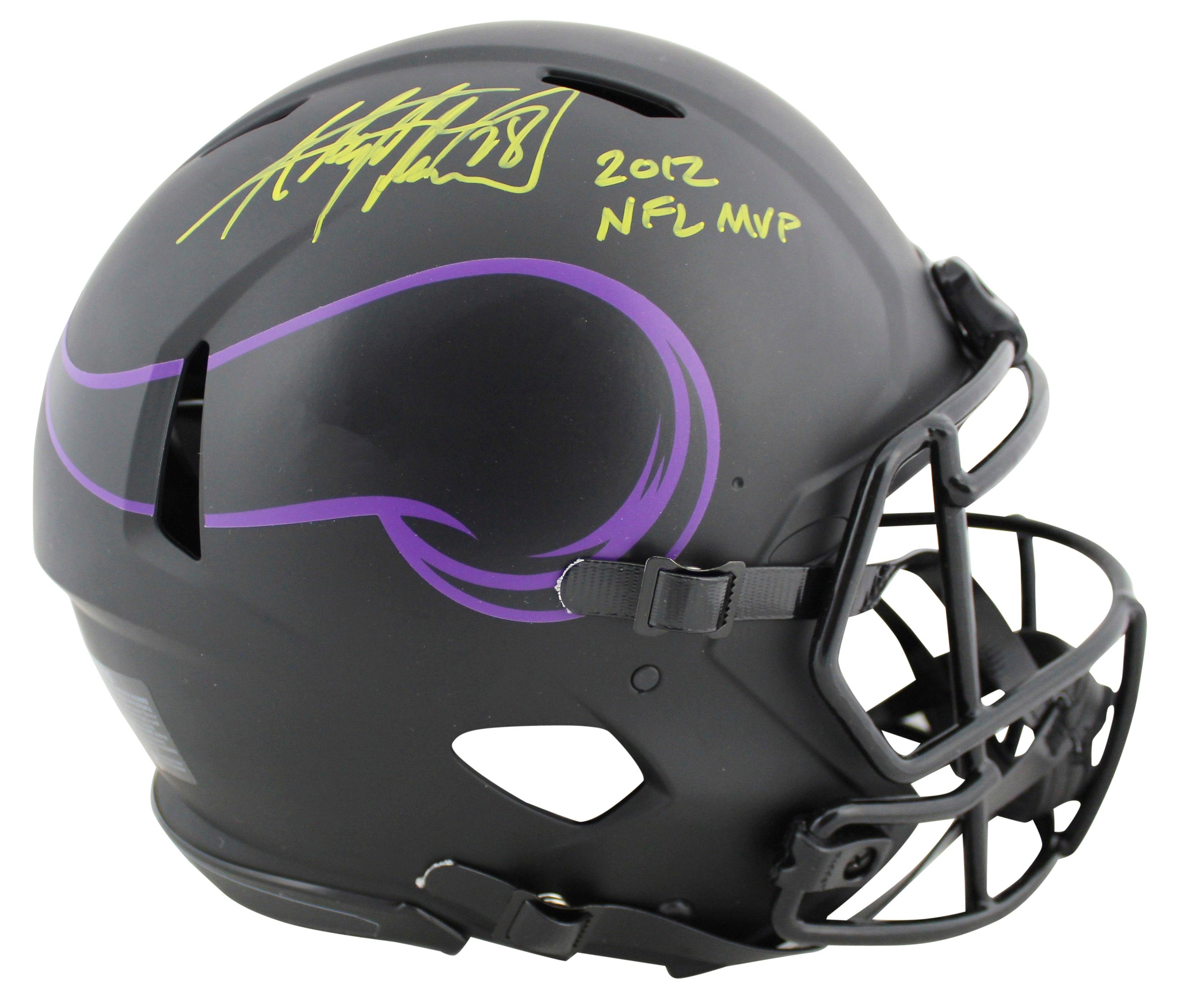 Vikings Adrian Peterson 2012 NFL MVP Signed Eclipse Proline F/S Speed Helmet BAS