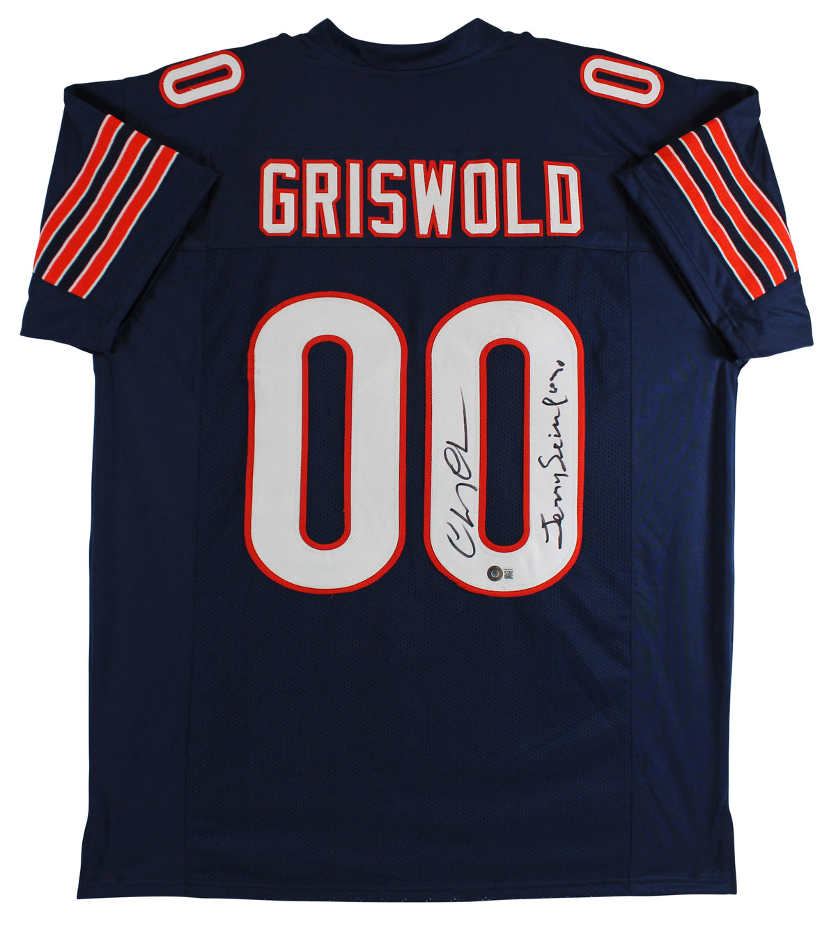 Chevy Chase Christmas Vacation "Jerry Seinfeld" Signed Navy Griswold Jersey BAS