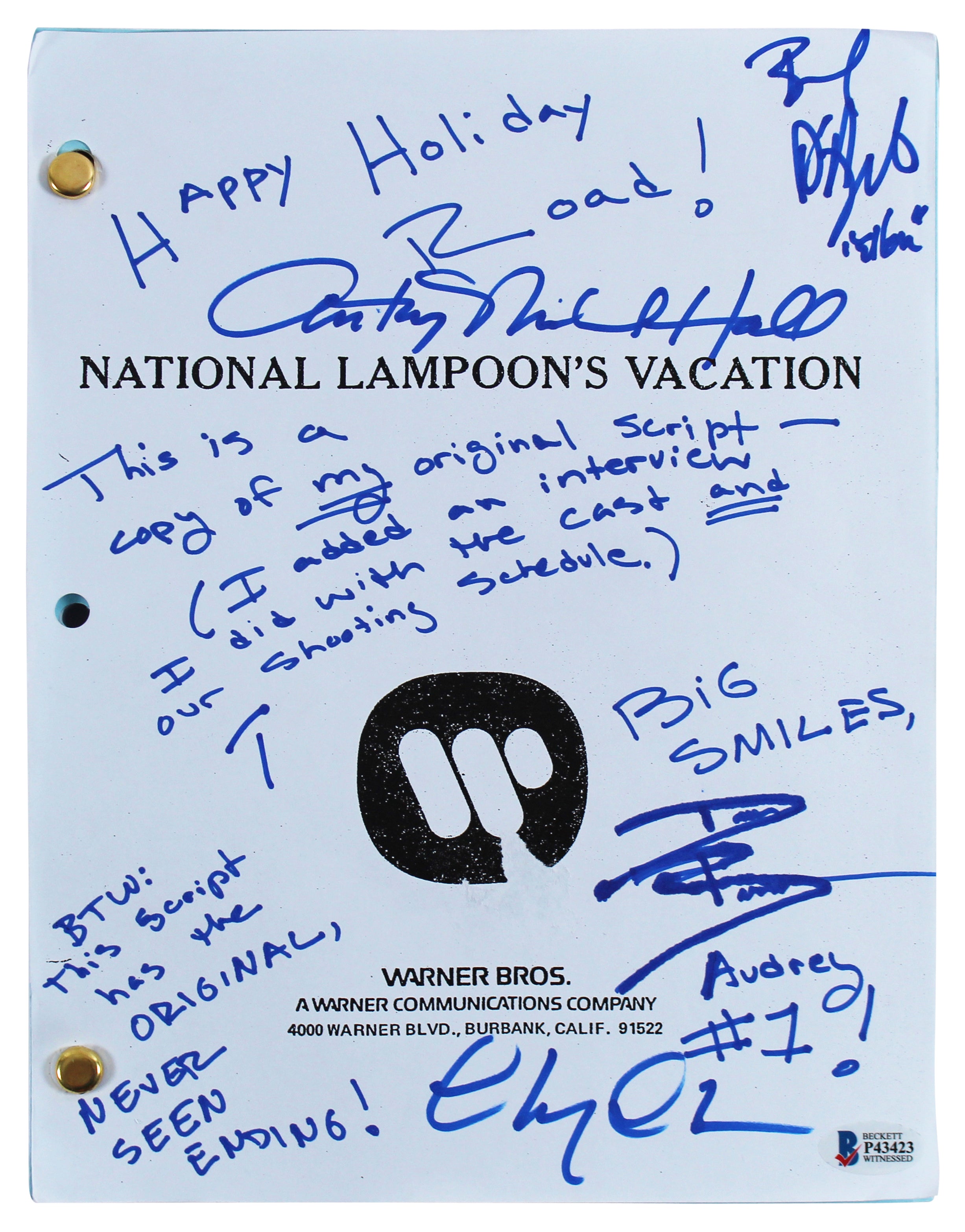 Vacation (4) Chase, D'Angelo, Hall & Baron Signed Movie Script BAS Wit #P43423