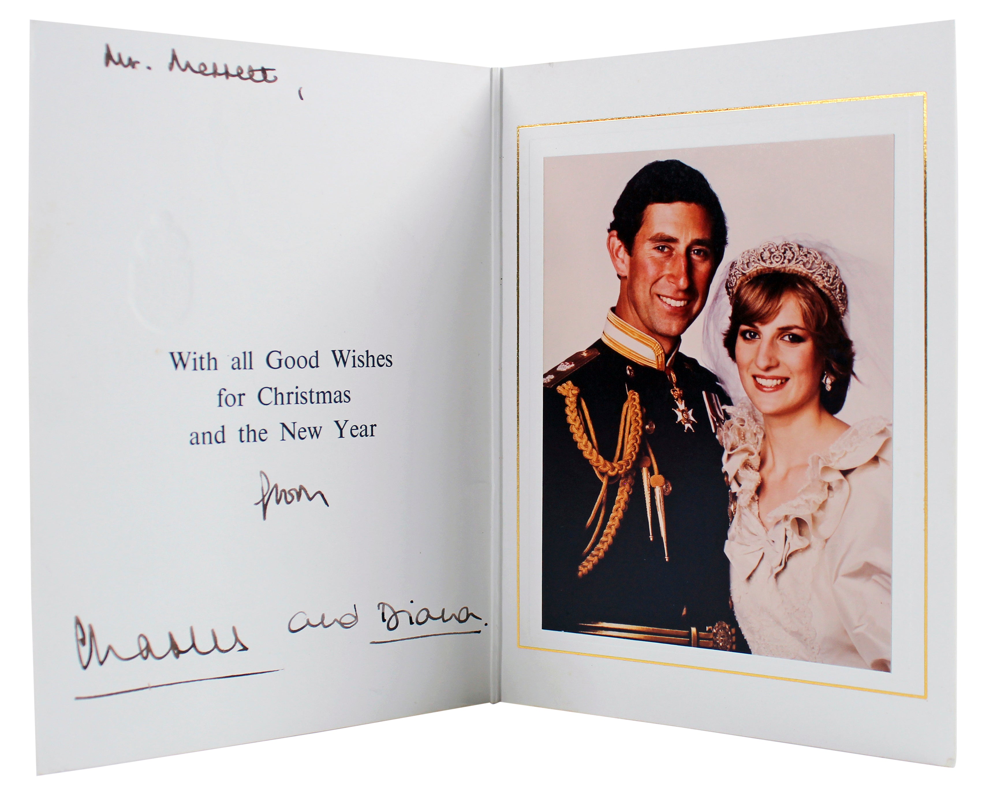 Princess Diana & Prince Charles Signed 1981 7.25x10.5 Christmas Card BAS