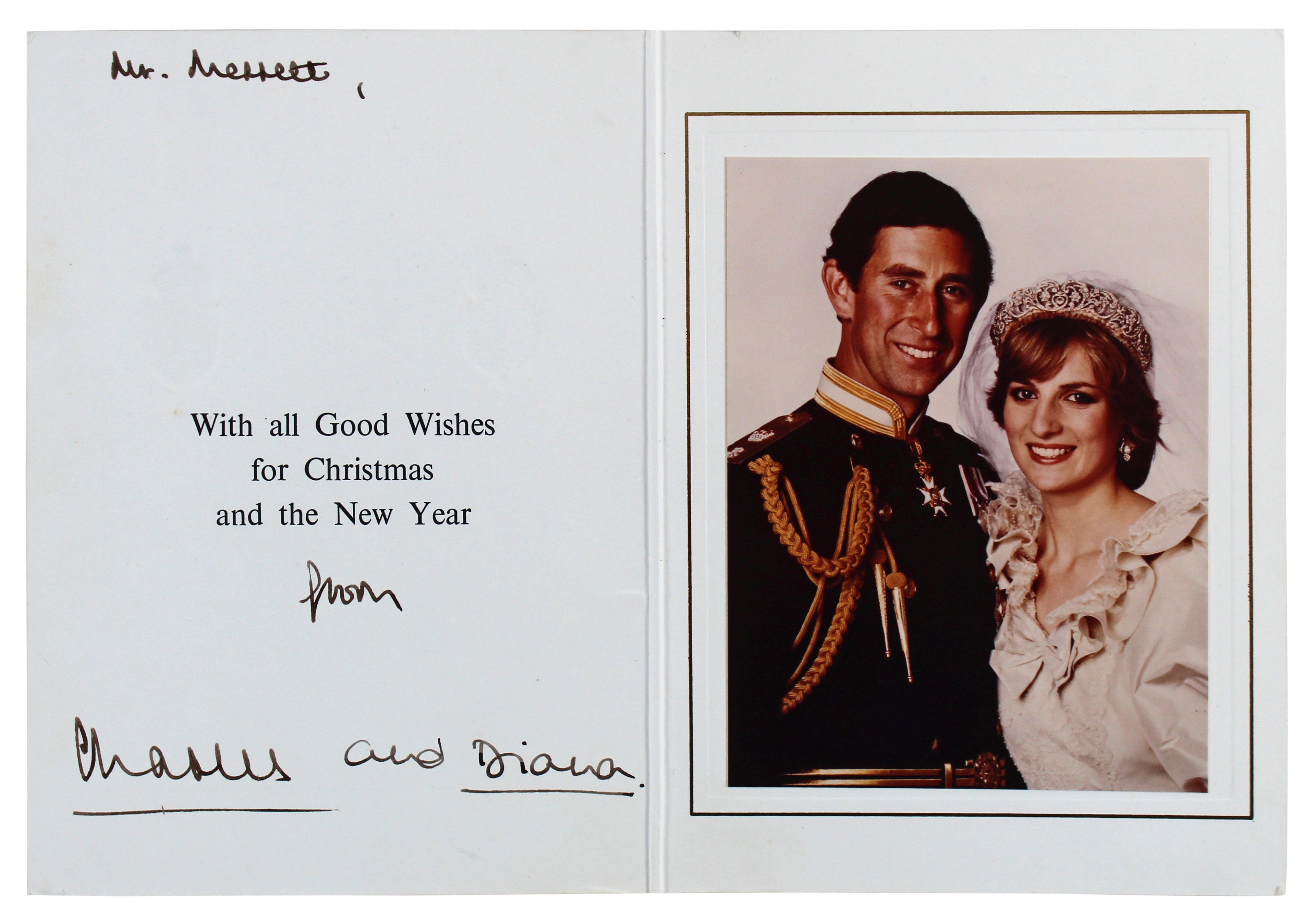 Princess Diana & Prince Charles Signed 1981 7.25x10.5 Christmas Card BAS