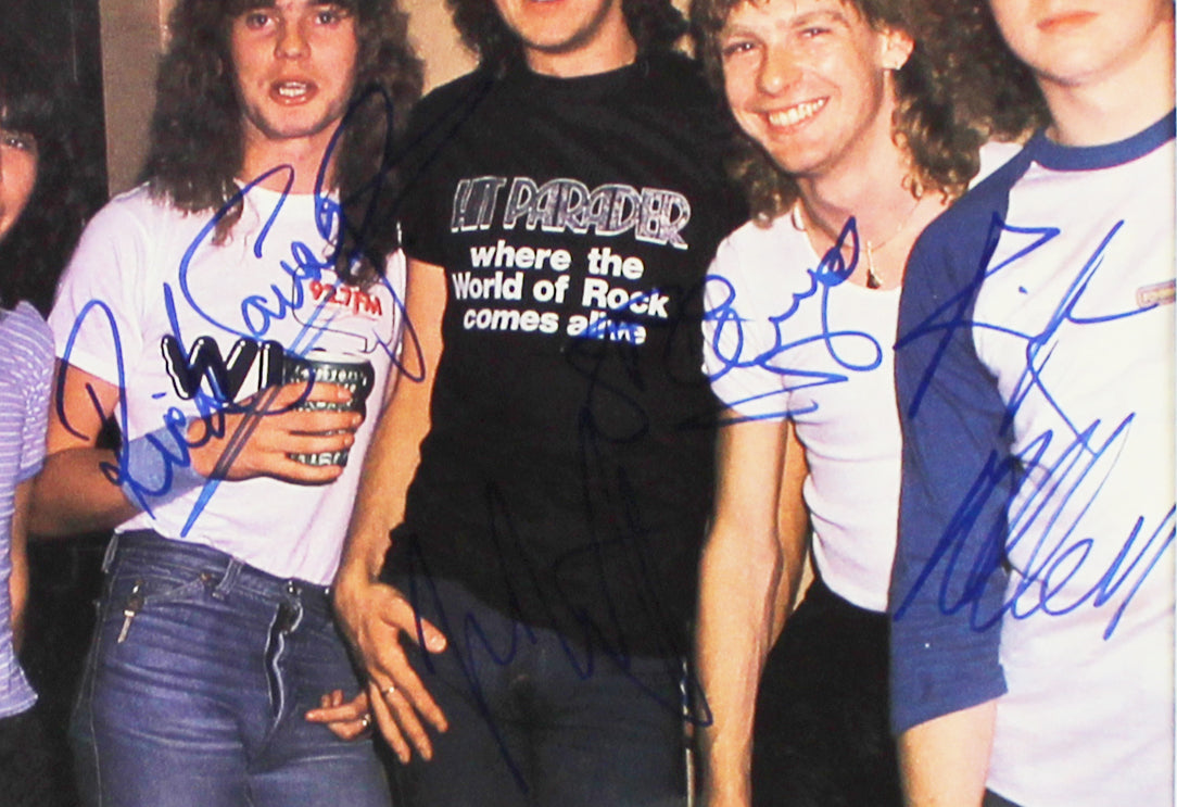Def Leppard (4) Band Signed & Framed 8x9.5 Magazine Page Photo BAS #A39662