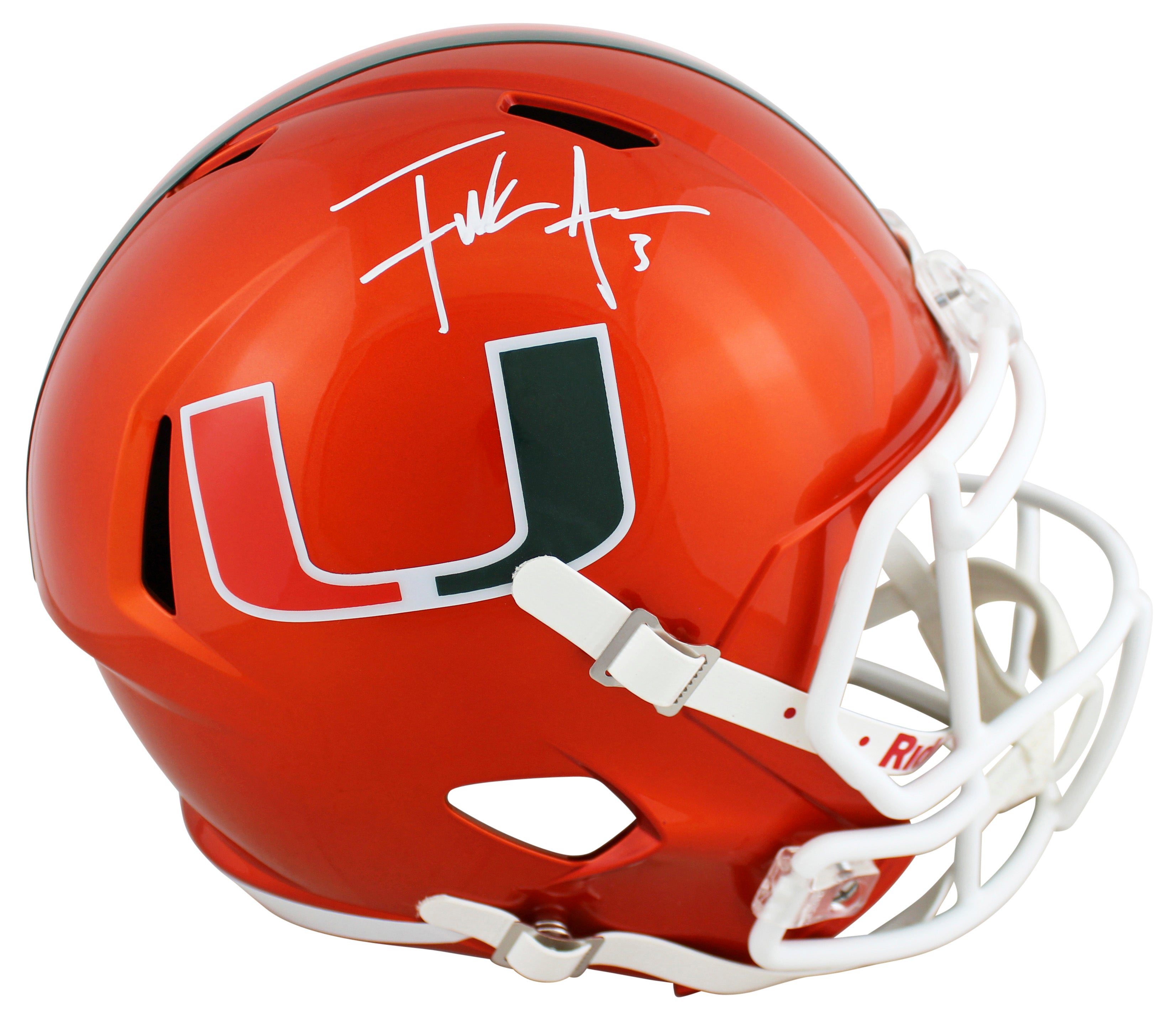 Miami Frank Gore Authentic Signed Flash Full Size Speed Rep Helmet BAS Witnessed