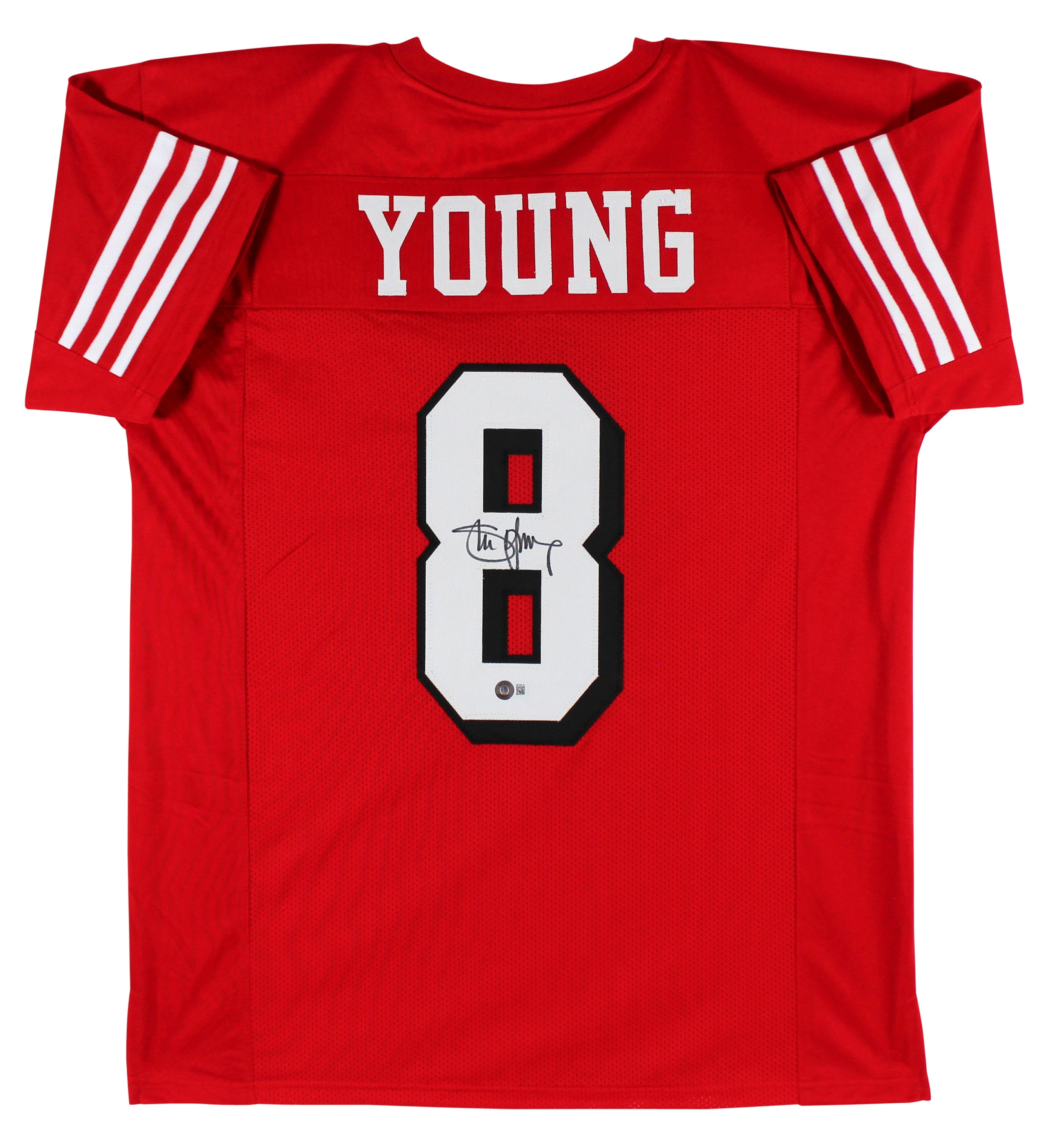 ** HOLIDAY DOORBUSTER ** Steve Young Authentic Signed Red Pro Style Jersey w/ Dropshadow BAS