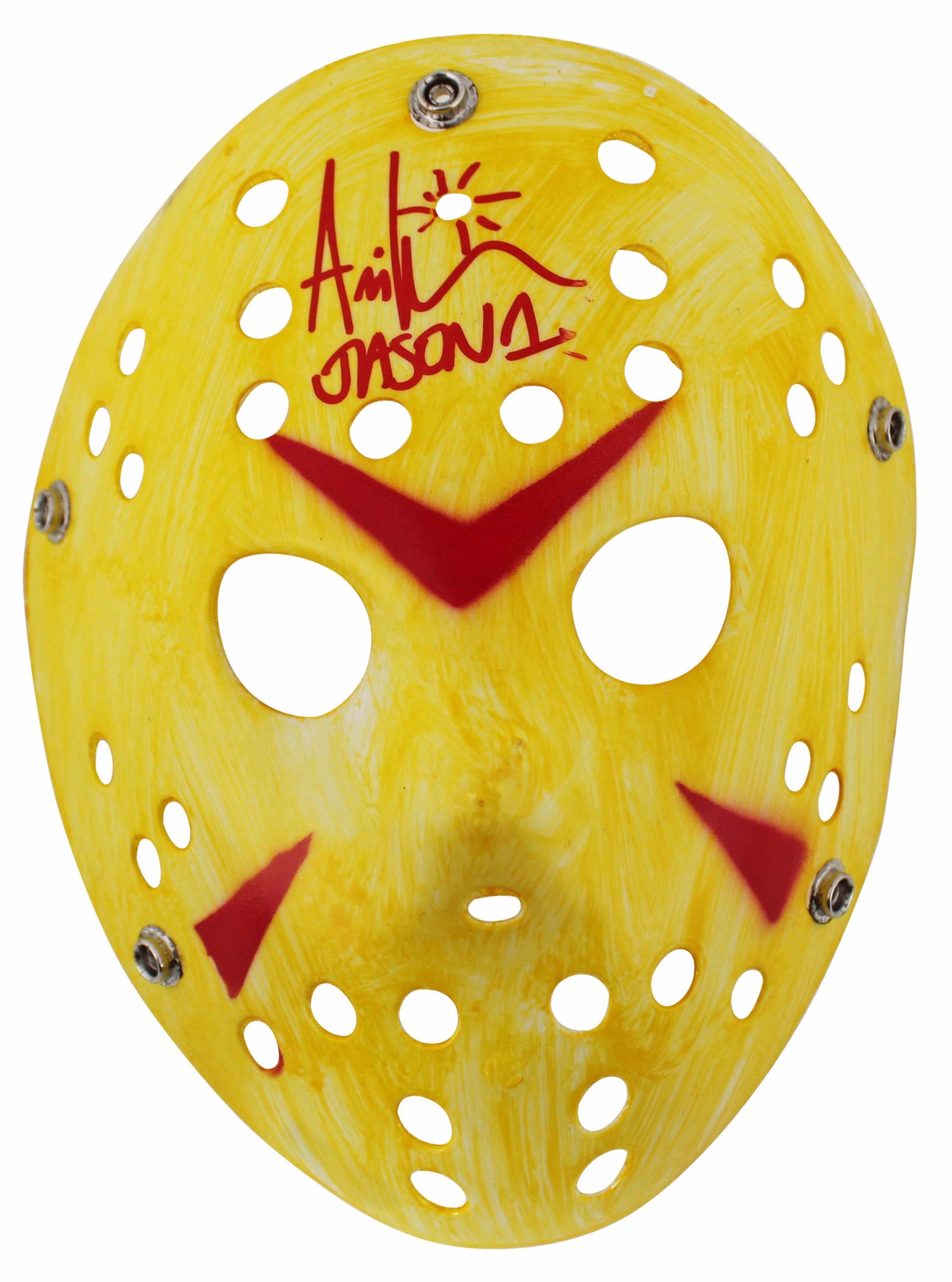 Ari Lehman Friday The 13th "Jason 1" Signed Yellow Jason Mask BAS Wit #1W482658